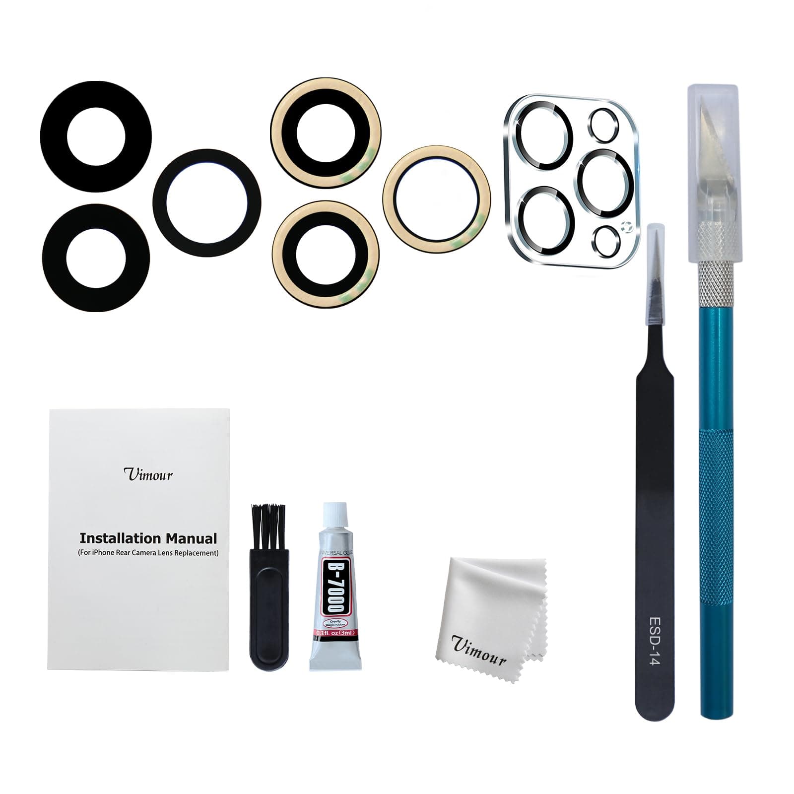 Rear Back Camera Glass Lens Replacement with Pre-Installed Adhesive, Lens Protector, and Repair Toolkit for iPhone 12 Pro Max 6.7 Inch