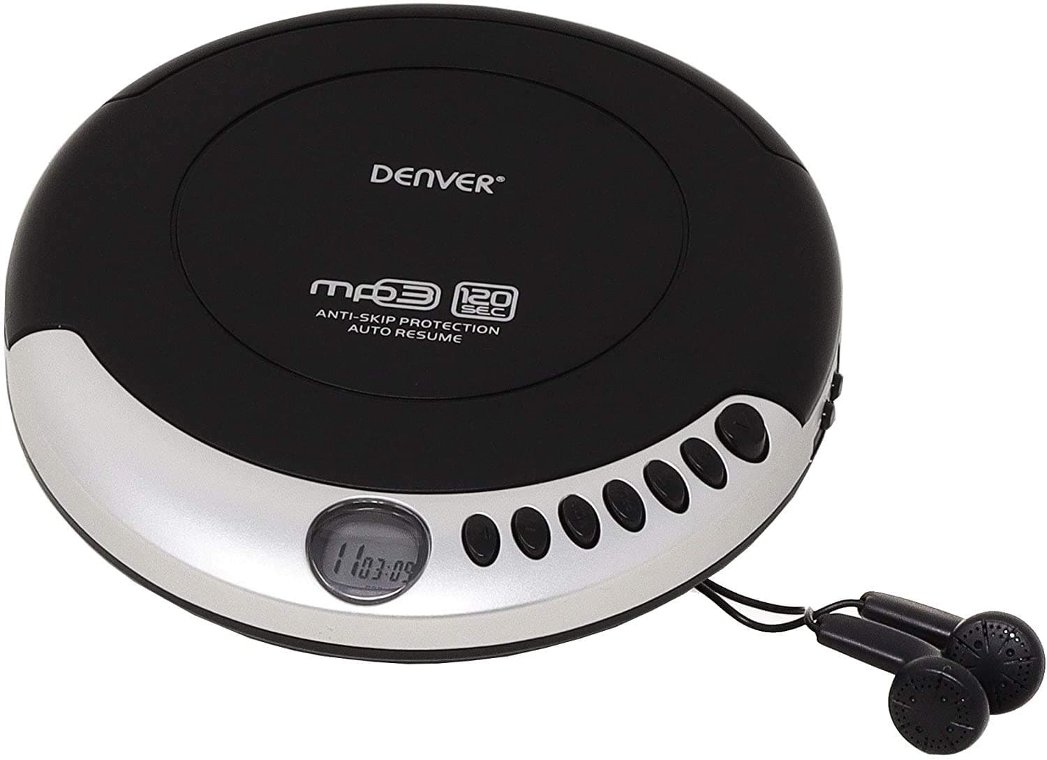 Denver DMP-391 Personal CD Player Discman With MP3 / Audio Book Support, 40 Second Antishock, Resume/Last Played Memory, Portable CD Player With Bass Boost