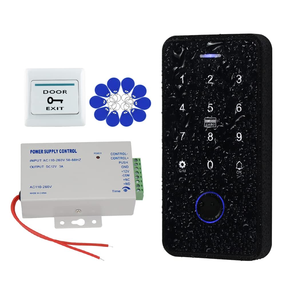 QttyElok Bluetooth Tuya Door Access Control System Kit IP68 Waterproof RFID Keypad NFC Fingerprint Password Lock + Power Supply +10pcs Keyfobs (Without Lock)