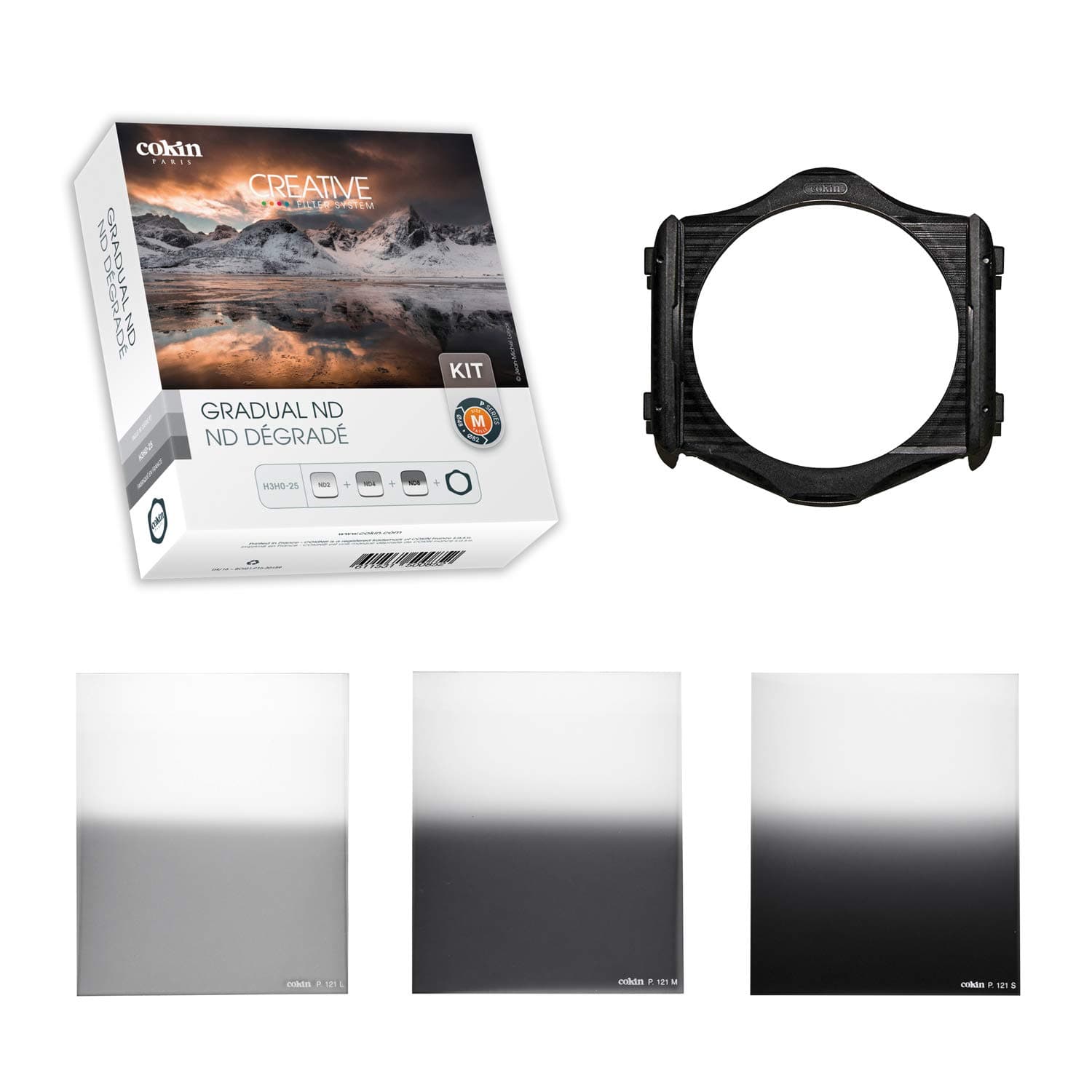 Cokin Square Filter Gradual ND Creative Kit Plus - includes M (P) Series Filter Holder, Gnd 1-Stop (121L), Gnd 2-Stop (121M), Gnd 3-Stop Soft (121S)