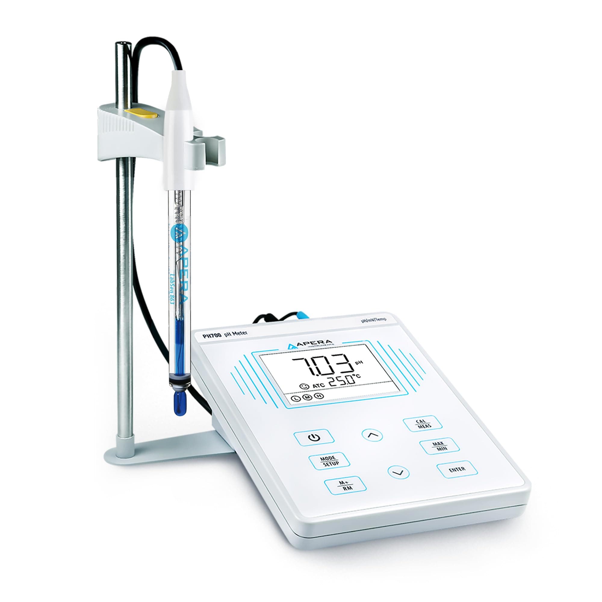 Apera Instruments PH700-HT Benchtop Lab pH Meter for High-Temperature Liquids (up to 130˚C) and/or Caustic Water Solutions