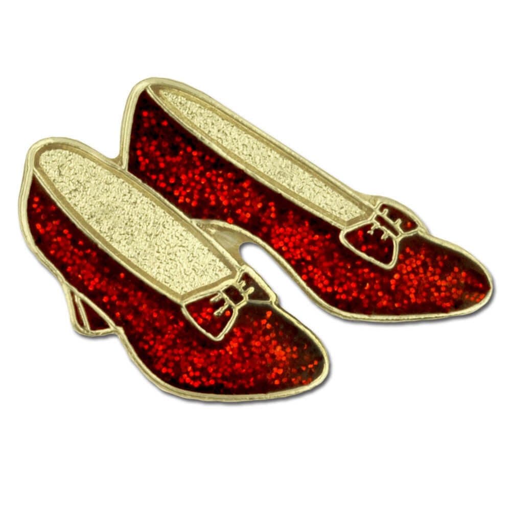 PinMart Glitter Red Dance Shoes Ruby Slippers Enamel Lapel Pin