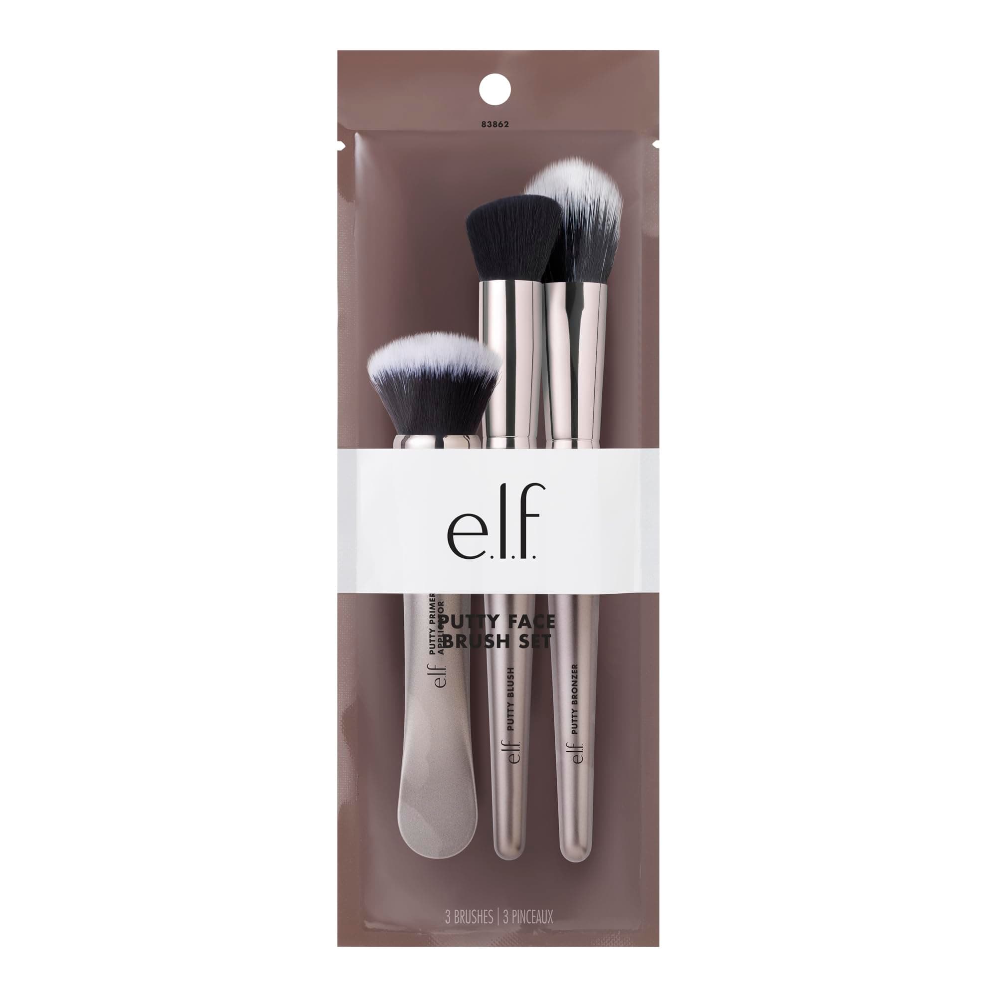 e.l.f. Putty Tool Trio Face Makeup Brushes Set of 3 Putty Primer, Blush & Bronzer, Vegan & Cruelty Free