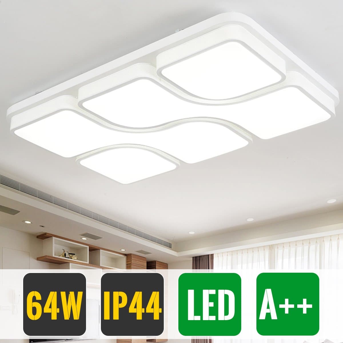 HG® LED ceiling light / living room design lighting wall light Weiß-Shell:64W weiß Rechteck