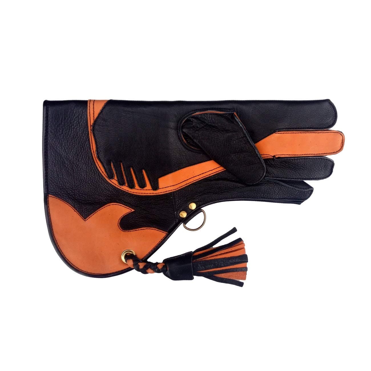 Triple Skinned Falconry glove (Premier range) medium size (BLACK AND SILVER)