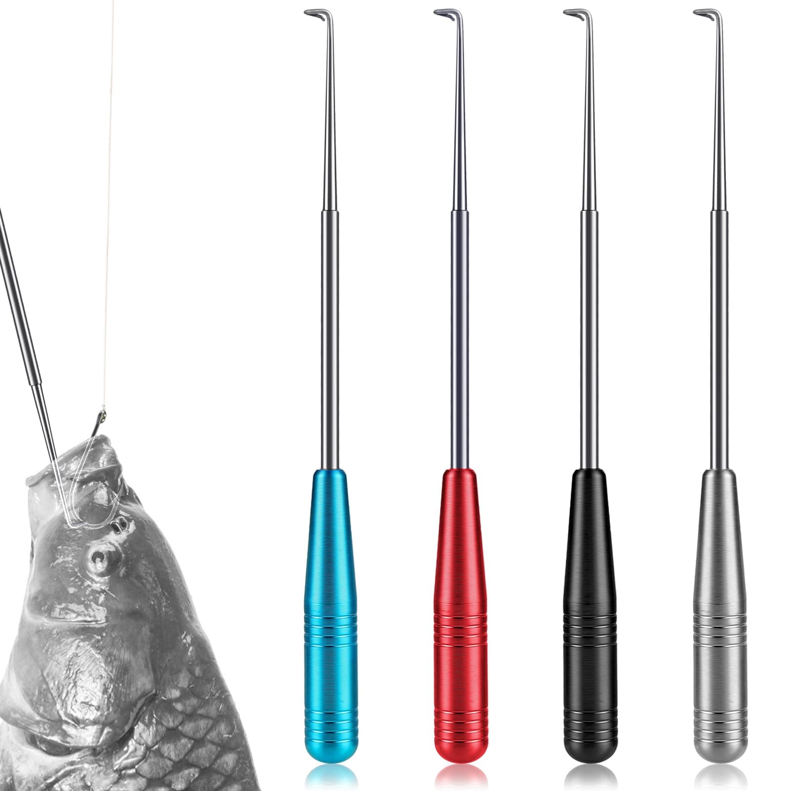 TIESOME 4 Pcs Fish Hook Quick Remover Tool, Fishing Hook Security Extractor Fish Hooks Quick Removal Device Hook Remover Detacher Tool Hook Extractor Equipment Kits Fishing Gear with Storage Tube