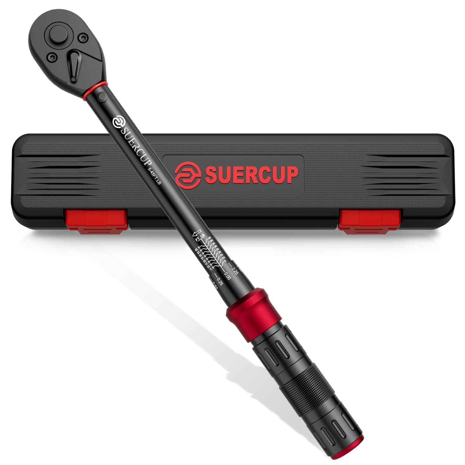SUERCUP 3/8-Inch Drive Click Torque Wrench - 5-45 Ft-Lb/6.8-61Nm Torque Wrenc...