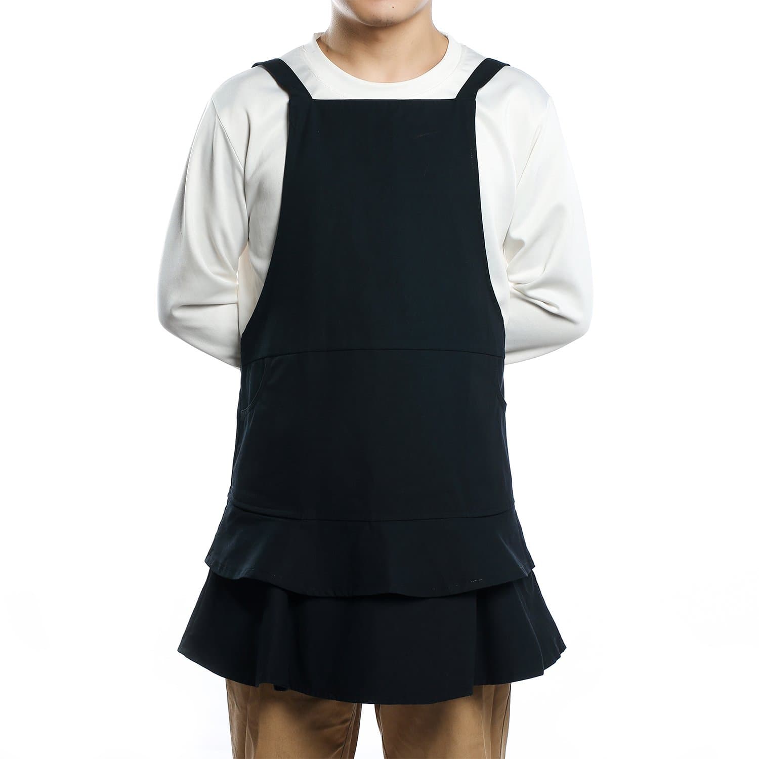 EUMAT Adjustable Professional Bib Apron with Pockets Korean Version Fashion Apron Lotus Leaf Salon Staff Apron Beauty Apron Uniforms for Women AP002