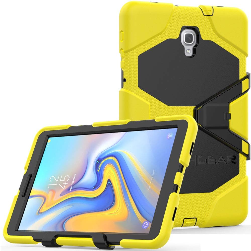 TECHGEARProtective Case for Samsung Galaxy Tab A 10.5 Inch (SM-T590 Series) Robust Protective Case Design Shockproof Tank Survival Time with Removable Stand School Kids Contractor Case - Yellow