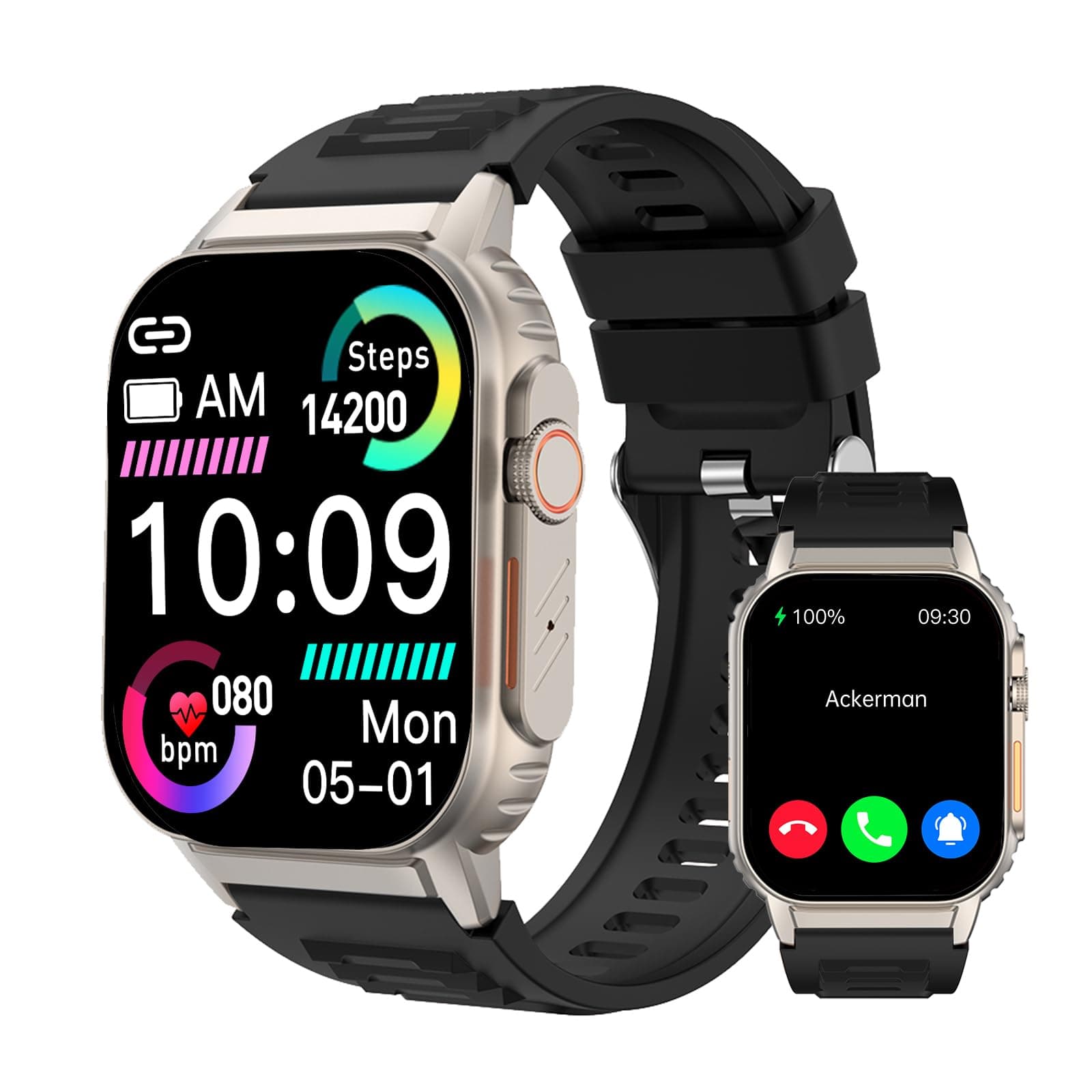 Smart Watch(Answer/Make Call), 2.01" Smartwatch for Men Women, IP67 Waterproof, 100+ Sport Modes Fitness Tracker, Heart Rate Sleep Monitor, AI Voice, Smart Watches for Android iOS Phones