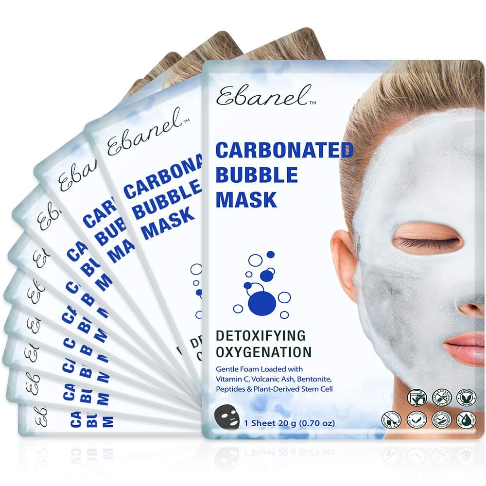 10 Pack Carbonated Bubble Clay Mask, Deep Cleansing Face Mask for Acne and Pores, Detox Volcanic Ash and Bentonite Clay Mask with Collagen Peptides, Vitamin C, Hyaluronic Acid, Niacinamide