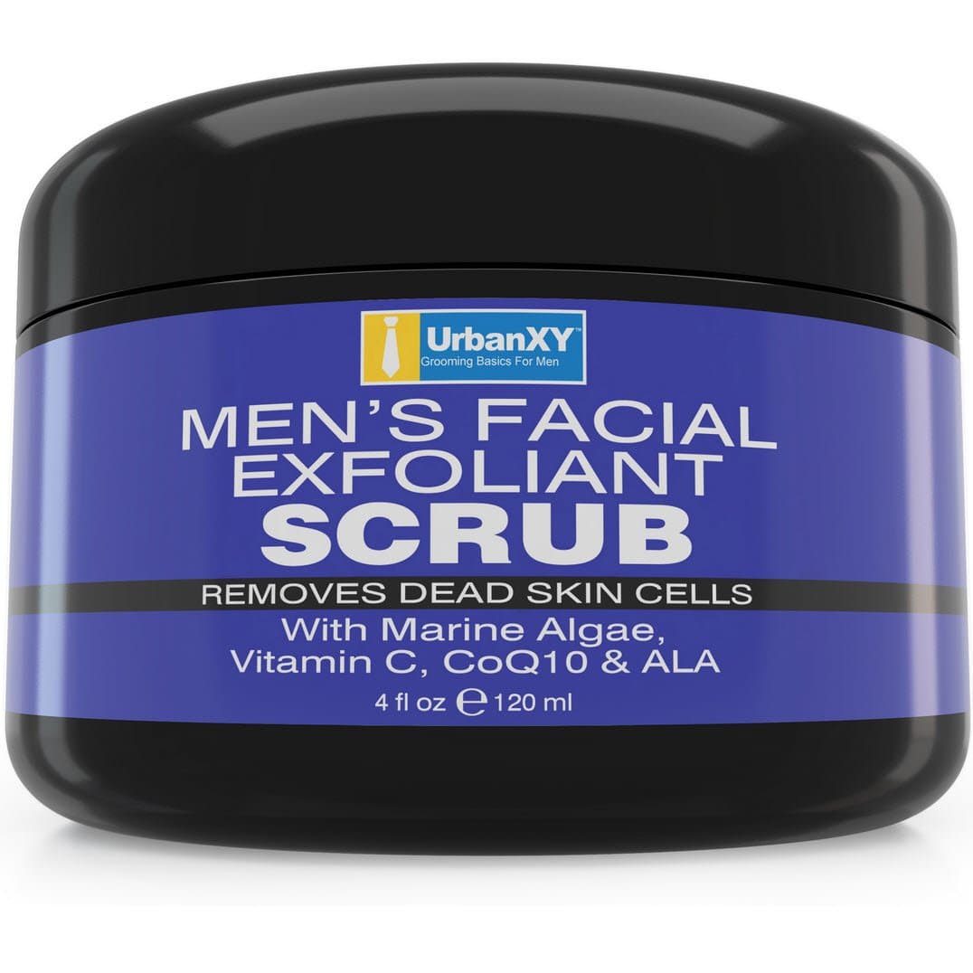 Exfoliating Facial Scrub For Men BIG 4oz VALUE SIZE! Remove Dead Skin Cells And Unclog Pores With Our #1 Best Selling Men Face Scrub And Exfoliating Scrub For Men By UrbanXY For Men