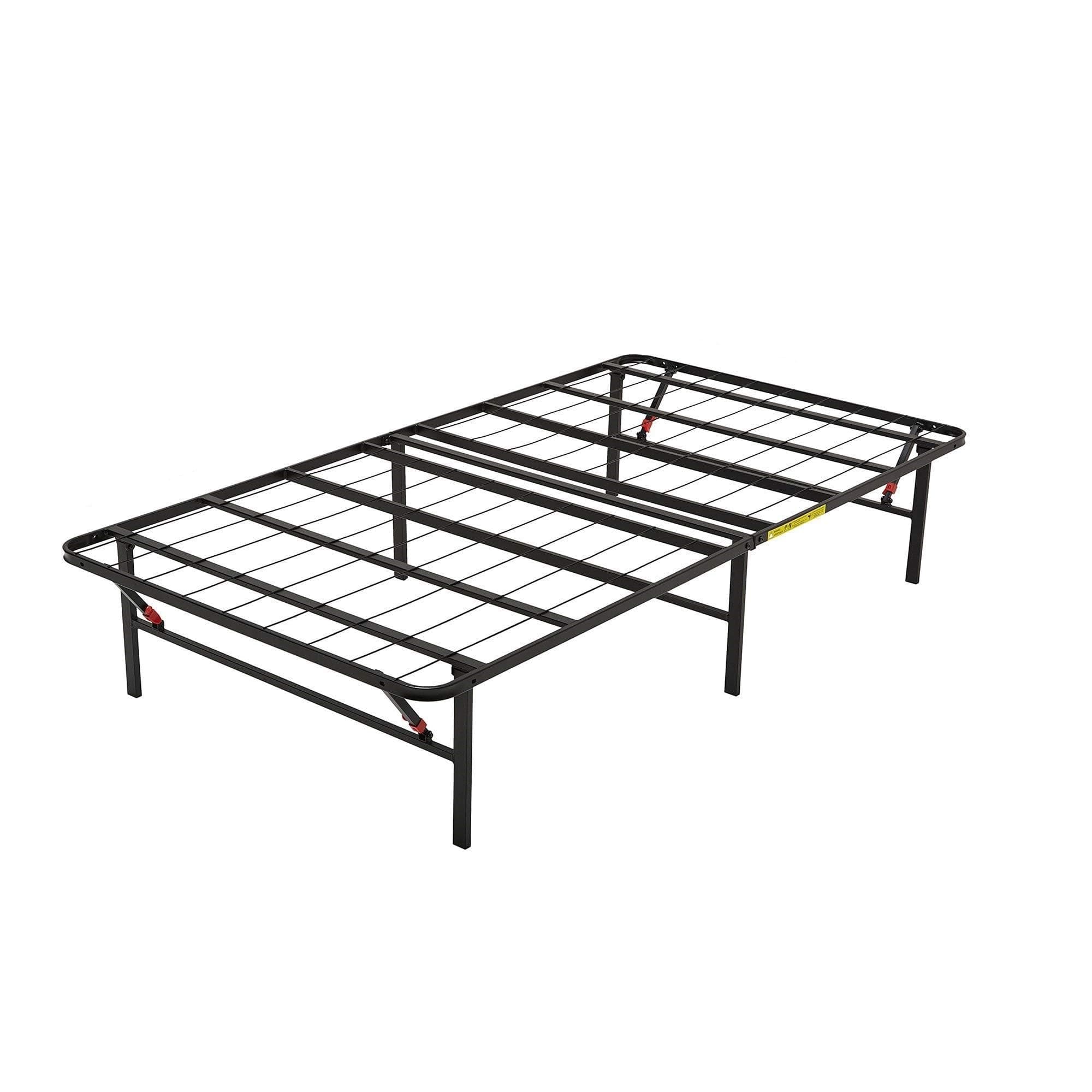Amazon Basics Foldable Metal Platform Bed Frame with Storage, Sturdy Steel Support, No Box Spring Needed, 14-inch High, Tool-Free Setup, Twin Size, Black