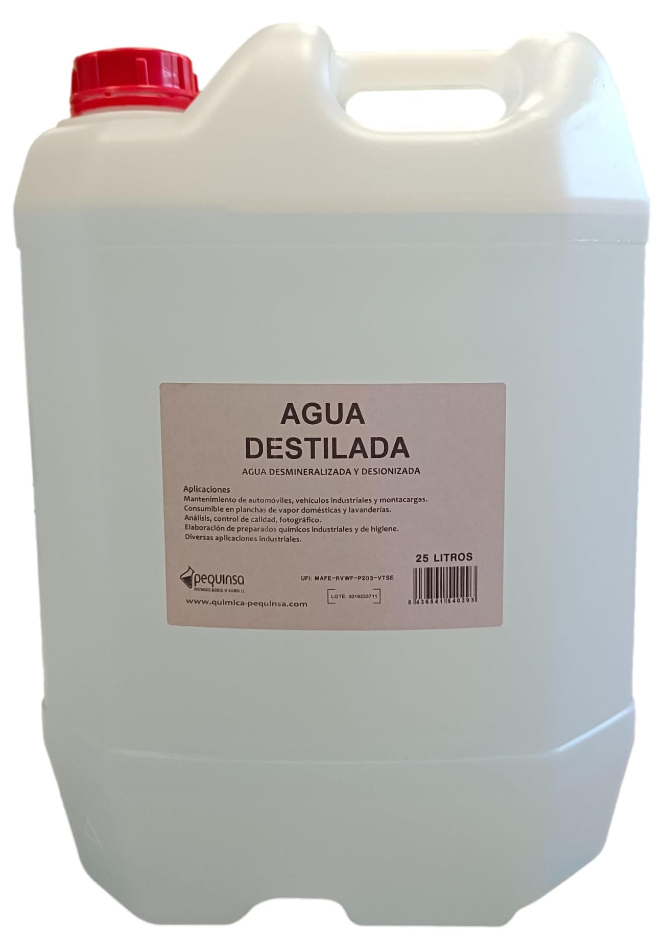 Distilled Water. Pack of 25 Litres.
