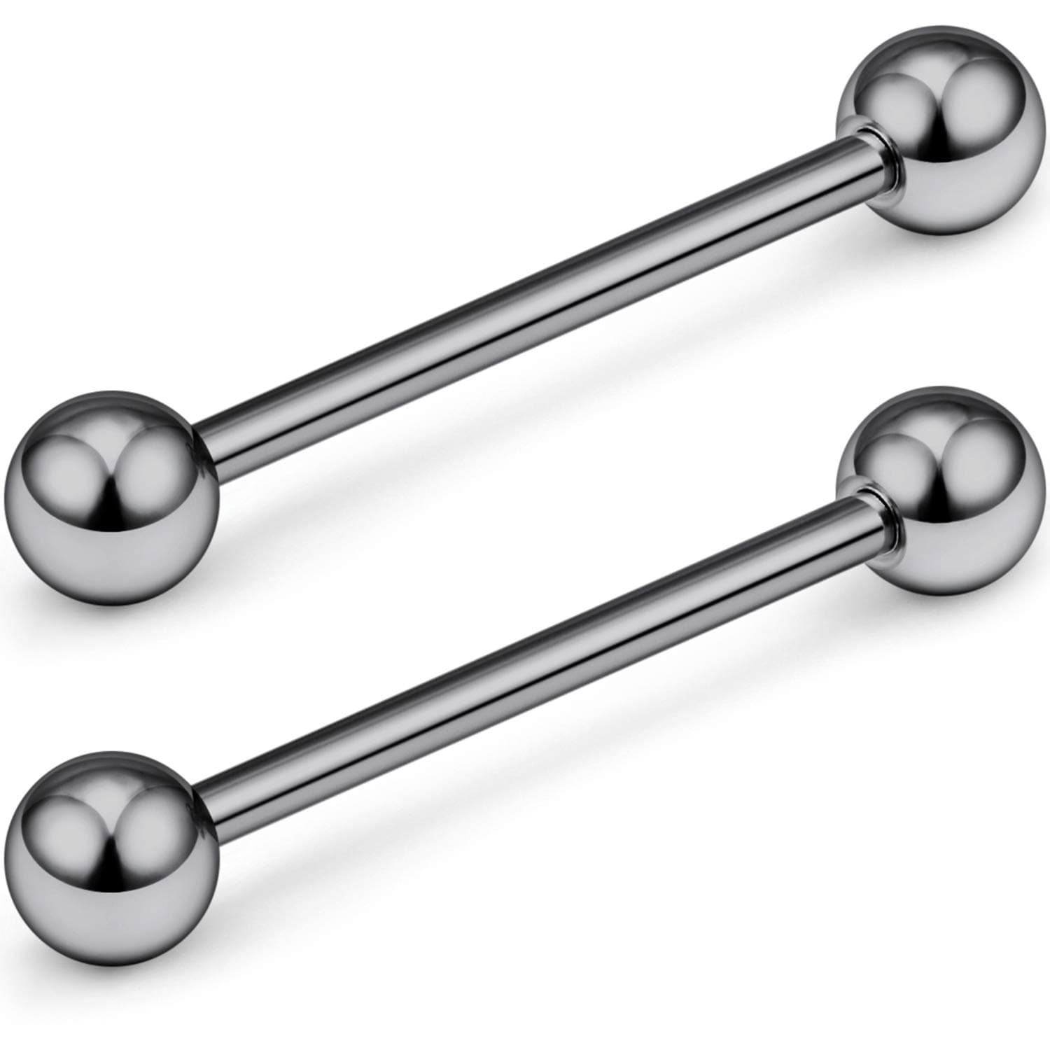 Grade 23 Titanium Externally Threaded Nipple Bar Barbell Rings Piercing Retainer 14G 16G Sold as a Pair