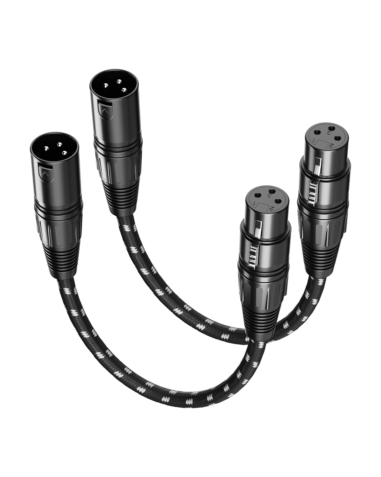 Short XLR Cables 6 Inch 2 Pack(Cable Length 2 Inch), Nylon Braided XLR Male to Female Balanced Microphone Cable 3 Pin, mic Cord for Speakers, Audio or Mixer for Live Performance & Recording