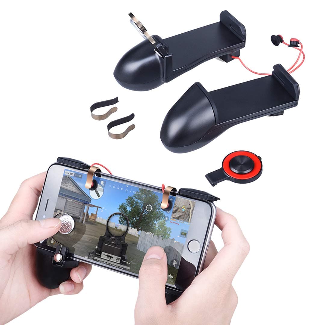 Mobile Game Controller Qoosea Gaming Triggers L1R1 Sensitive Shoot Aim Joysticks Buttons Gamepad for PUBG/Knives Out/Rules of Survival for 4.5" to 6.5" iPhone Android
