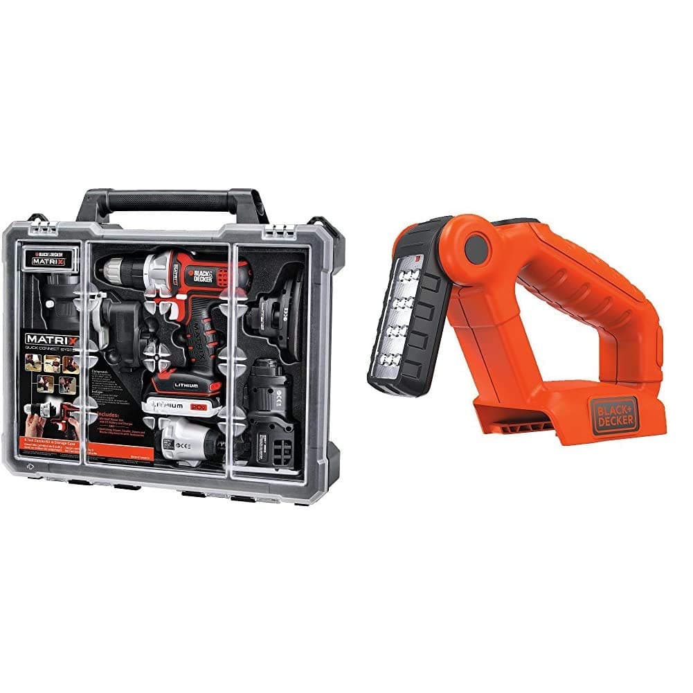 Cordless Drill Combo Kit with Case, 6-Tool with LED Work Light (BDCDMT1206KITC & BDCF20)