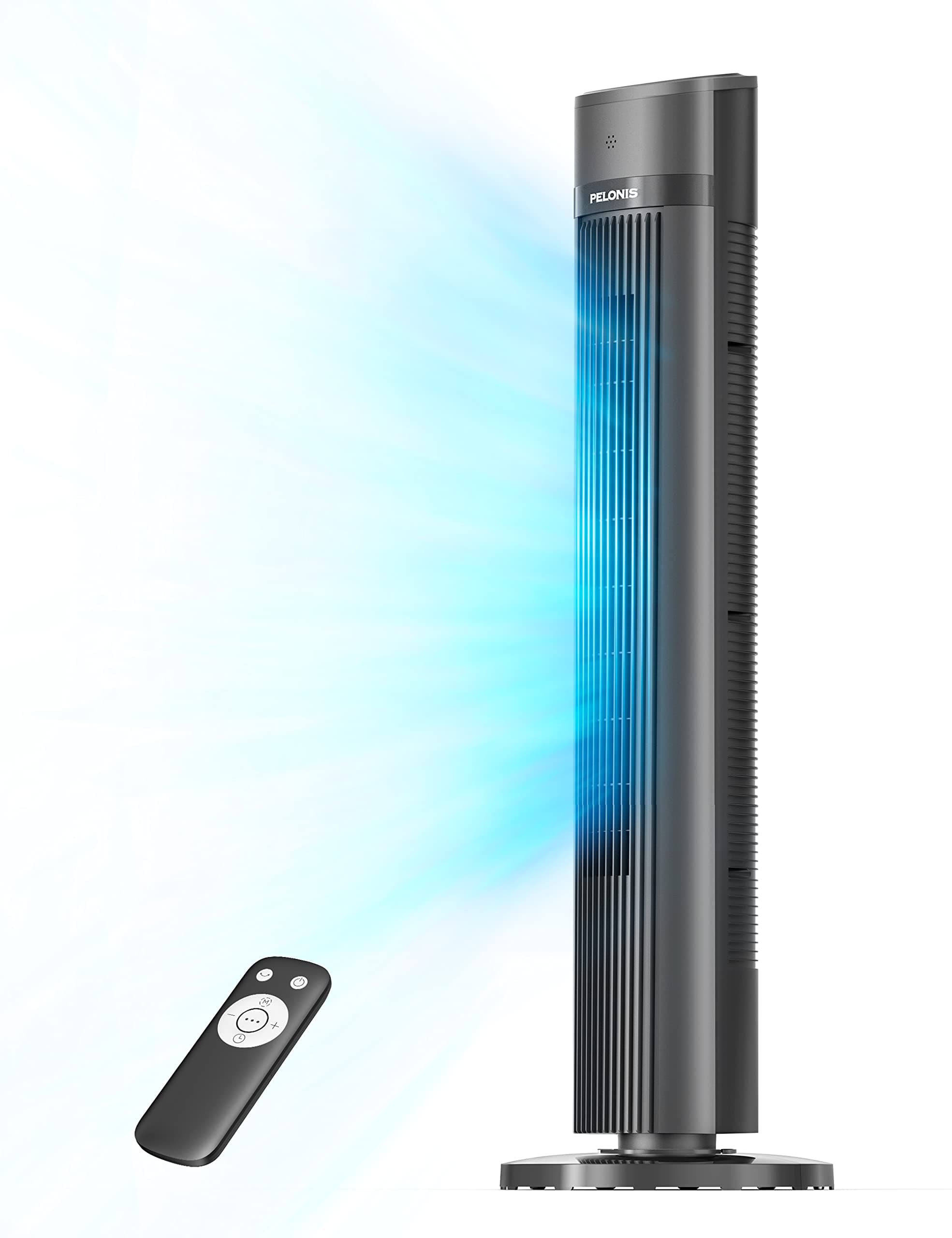 Pelonis 40-Inch Tower Fan, Quiet Cooling with Remote, Bladeless Fan, 90° Oscillating with 3 Speeds, 3 Modes, 15H Timer, Standing Floor for Bedroom Home Office
