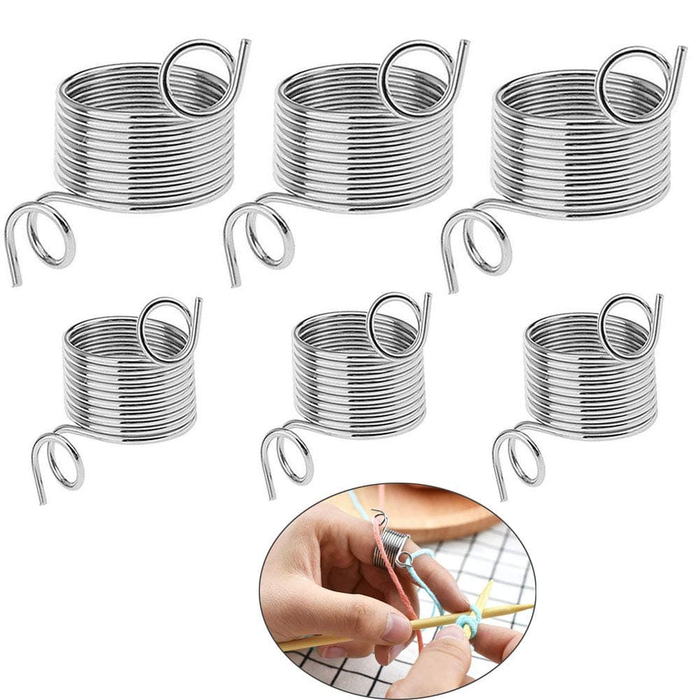 VinBee 6 Pack Knitting Crochet Loop Ring for Fingers 2 Size Crochet Ring Guide Finger Holder Knitting Thimble for Crochet Knitting Crafts Accessories Tool