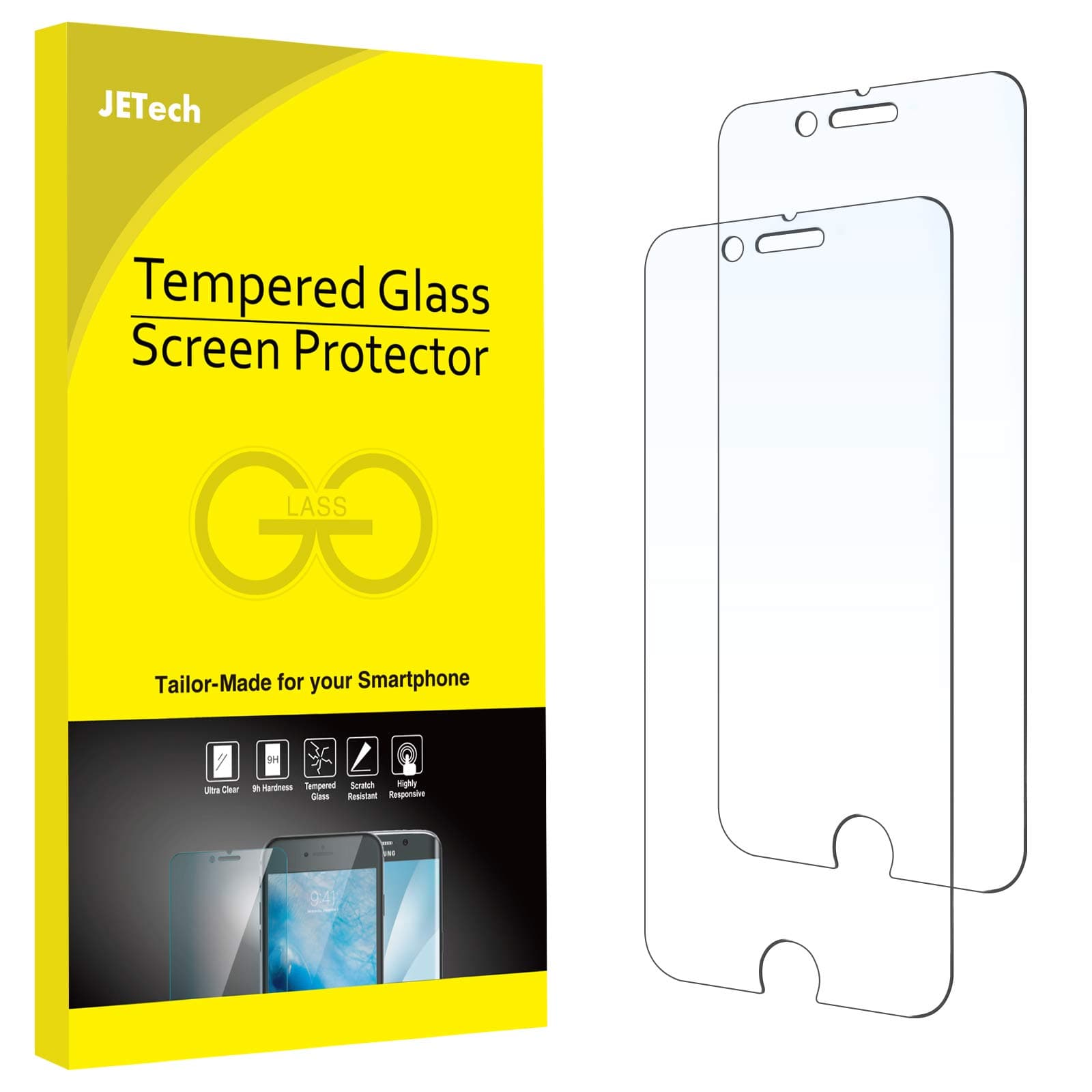 Screen Protector for iPhone 8 Plus and iPhone 7 Plus 5.5-Inch, Tempered Glass Film, 2-Pack