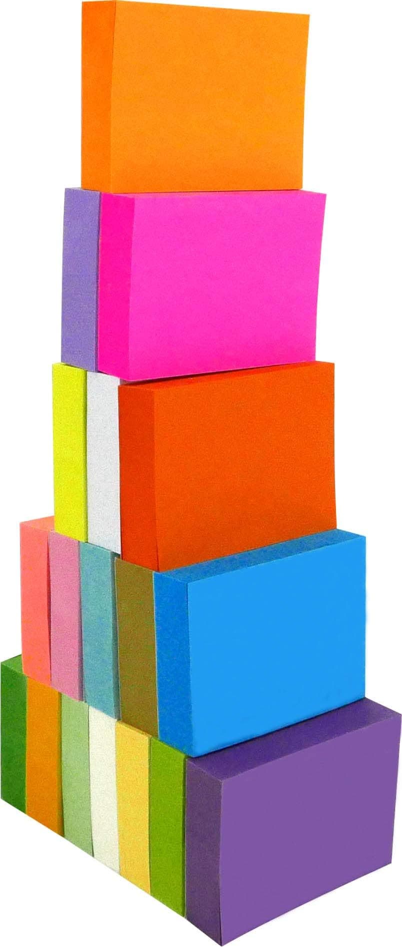 Sticky Notes,1 3/8 x 1 7/8 Inches,Small Size,The Adhesive On Longer Side,Neon Assorted,Self-Stick Notes,18 Colors,100 Sheets/Pad,18 Pads/Pack,4A 354818
