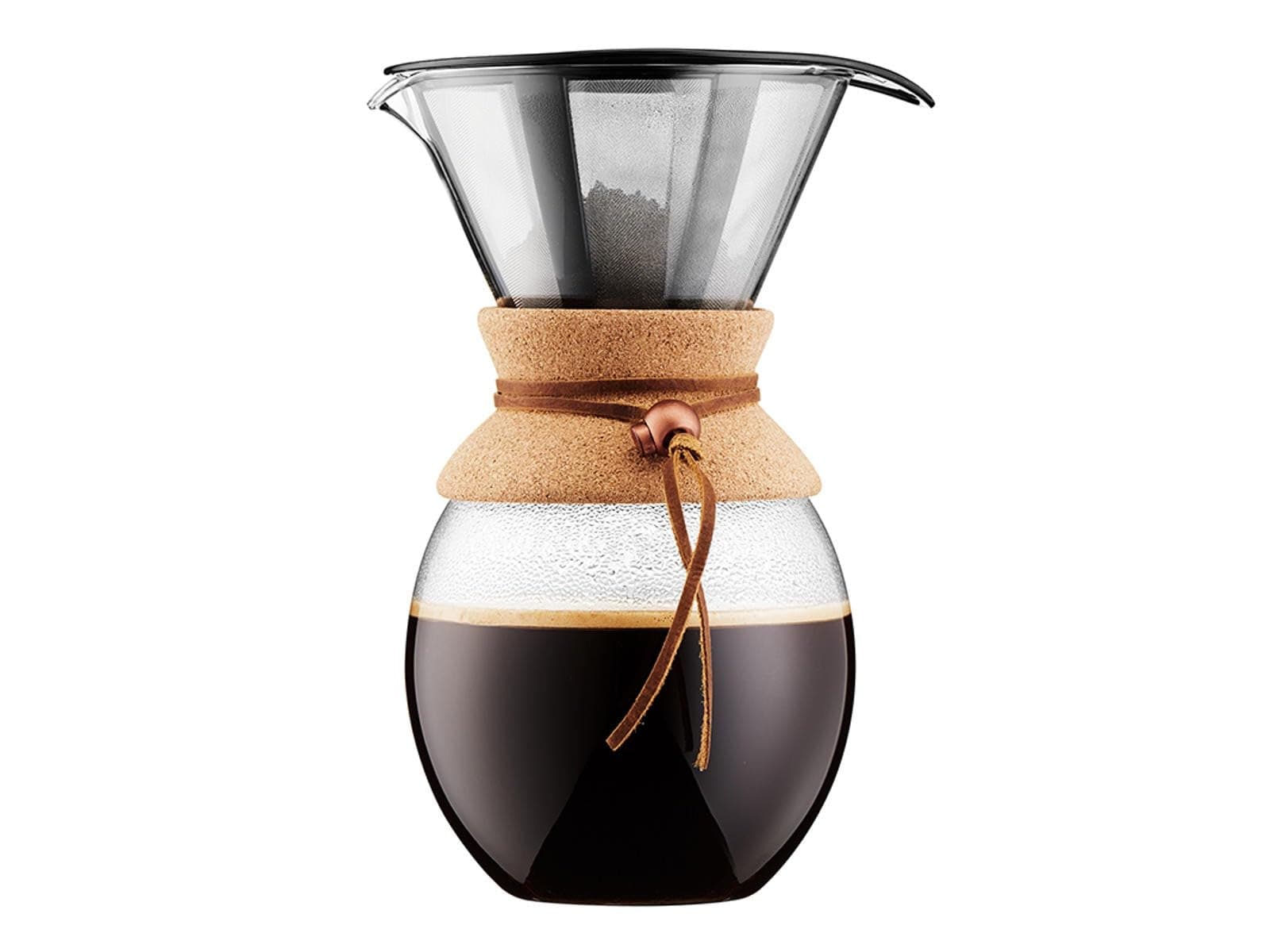 BODUM 11593-109 Pour Over Coffee Maker with Permanent s/s Filter, 12 Cup, 1.5 l, 51 Ounce, Cork, Glass, 1.5 liters