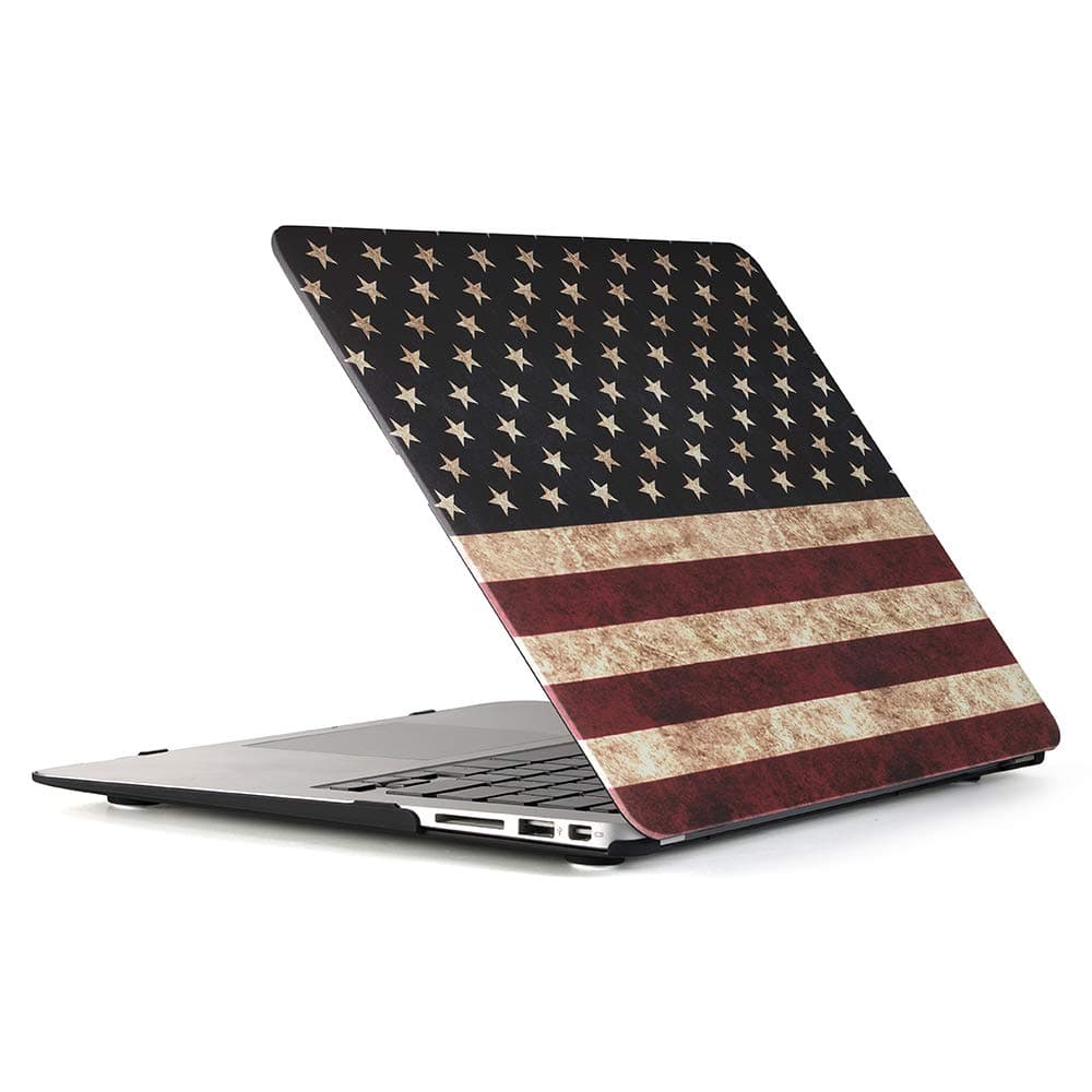 RUBAN Case Compatible with MacBook Air 13 Inch (Models: A1369 & A1466, Older Version 2010-2017 Release), Slim Snap On Hard Shell Protective Cover, (American Flag)