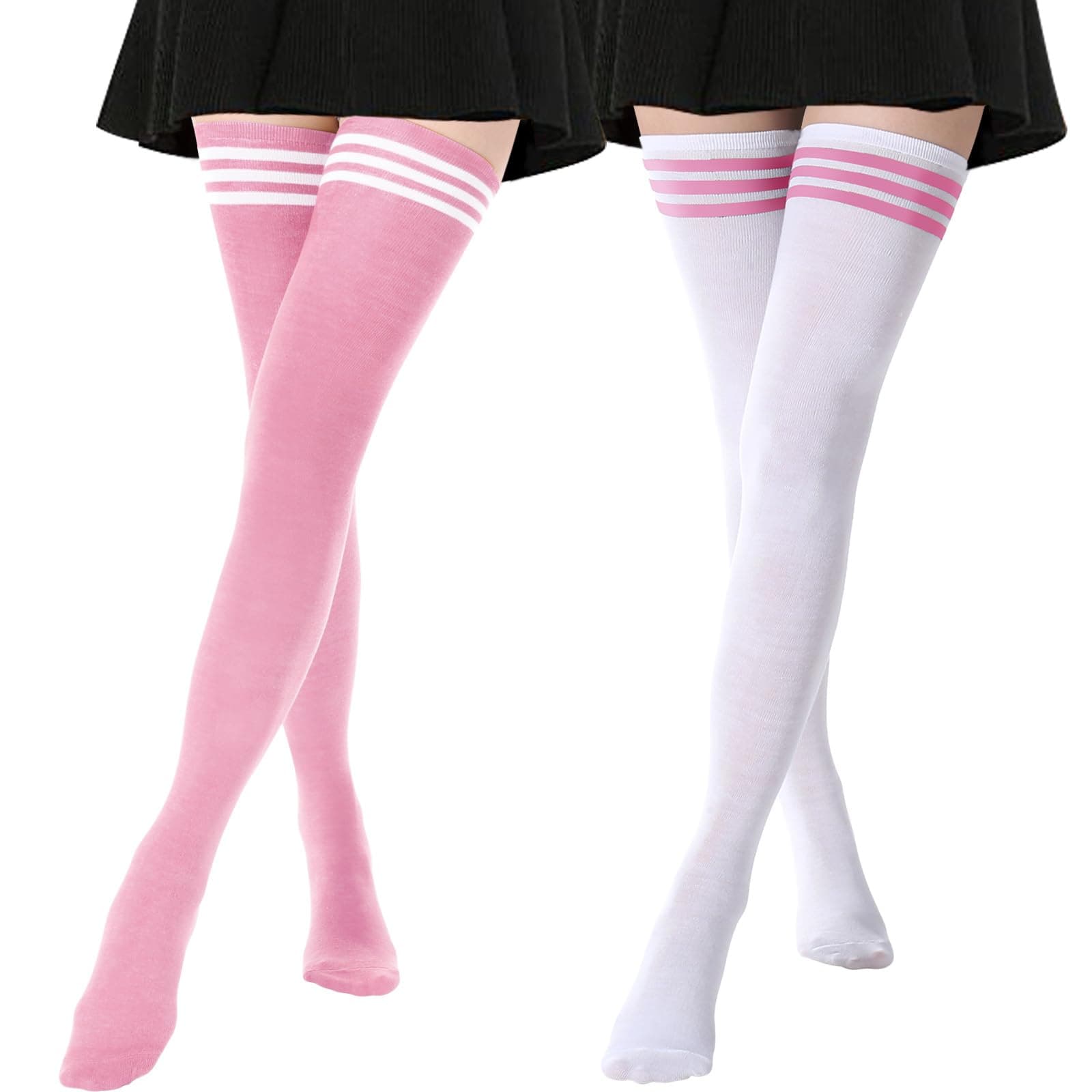 Extra Long High Thigh Socks Striped Over Knee Thin Tights Long Stocking