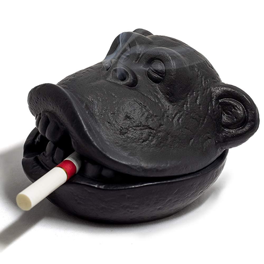 Ceramic Ashtrays for Cigarettes,Monkey Windproof Large Ashtray With Lids for Decorative, Cute Indoor and outdoor Ash Tray for Home Office Decoration