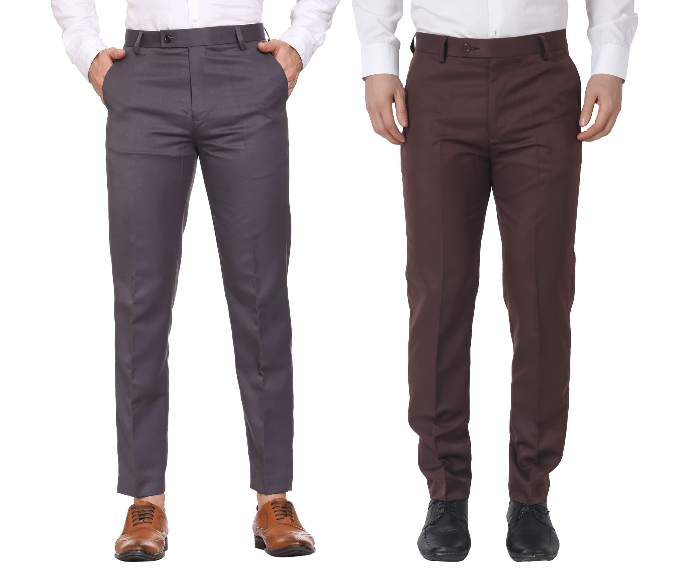MALENO Men Formal Trouser Regular Fit Solid | Soft and Breathable Pant Combo (Pack of 2)
