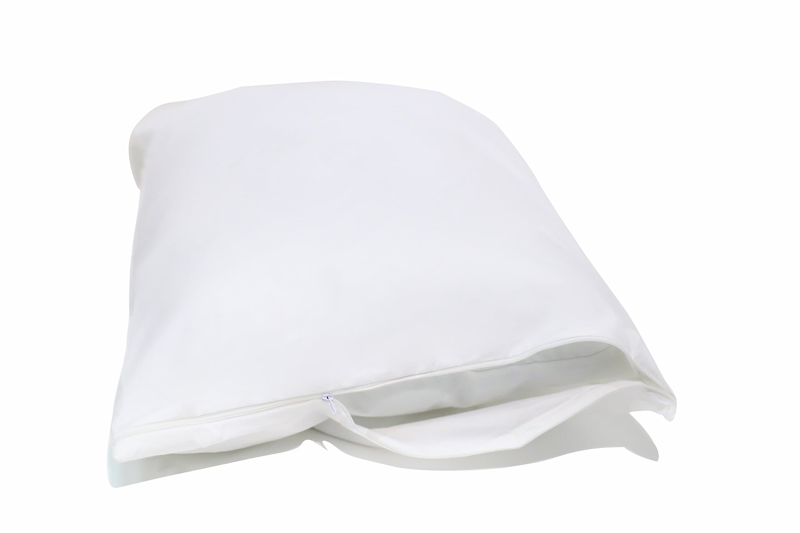 Premium 100% Cotton Zippered Pillow Protector - Standard Size - White - 2 Pack - 300 Thread Count - Hypoallergenic Bed Pillowcase with Zipper - Breathable Encasement Cover