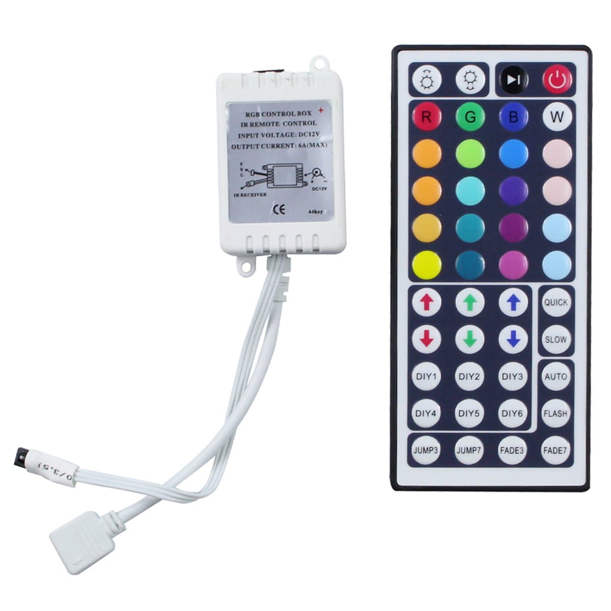 LEDwholesalers IR Remote Controller 44 Keys for RGB LED Light Strip with +GRB Color Order, 3324-RGB