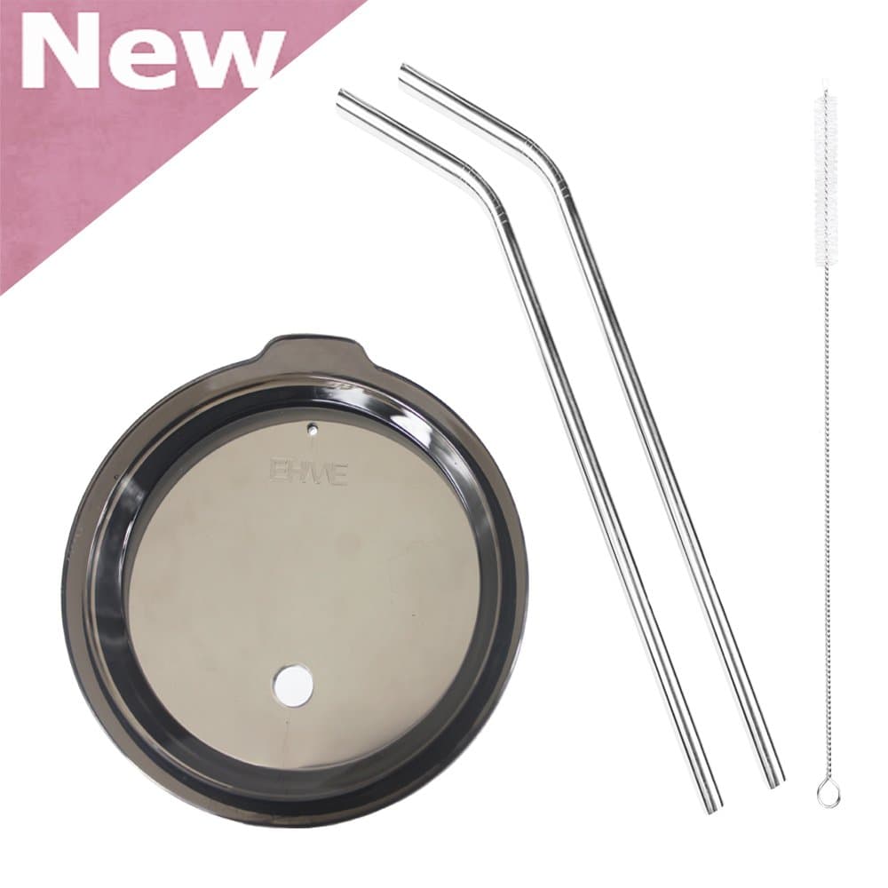 New Replacement Black Lids for 30 oz YETI or RTIC Tumbler Cups,Keep Straw in Place,2 Free Stainless Steel Straws Included