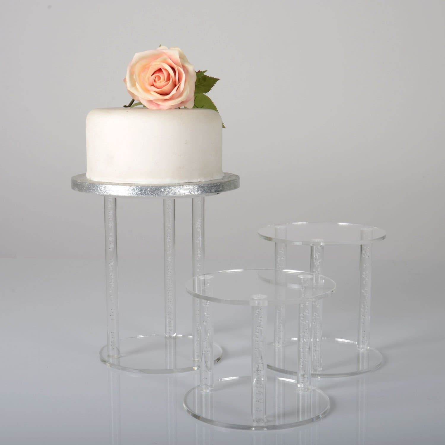 Bubble Rod Pillar Clear Acrylic Wedding Party Cake Stand Separators - Various Sizes
