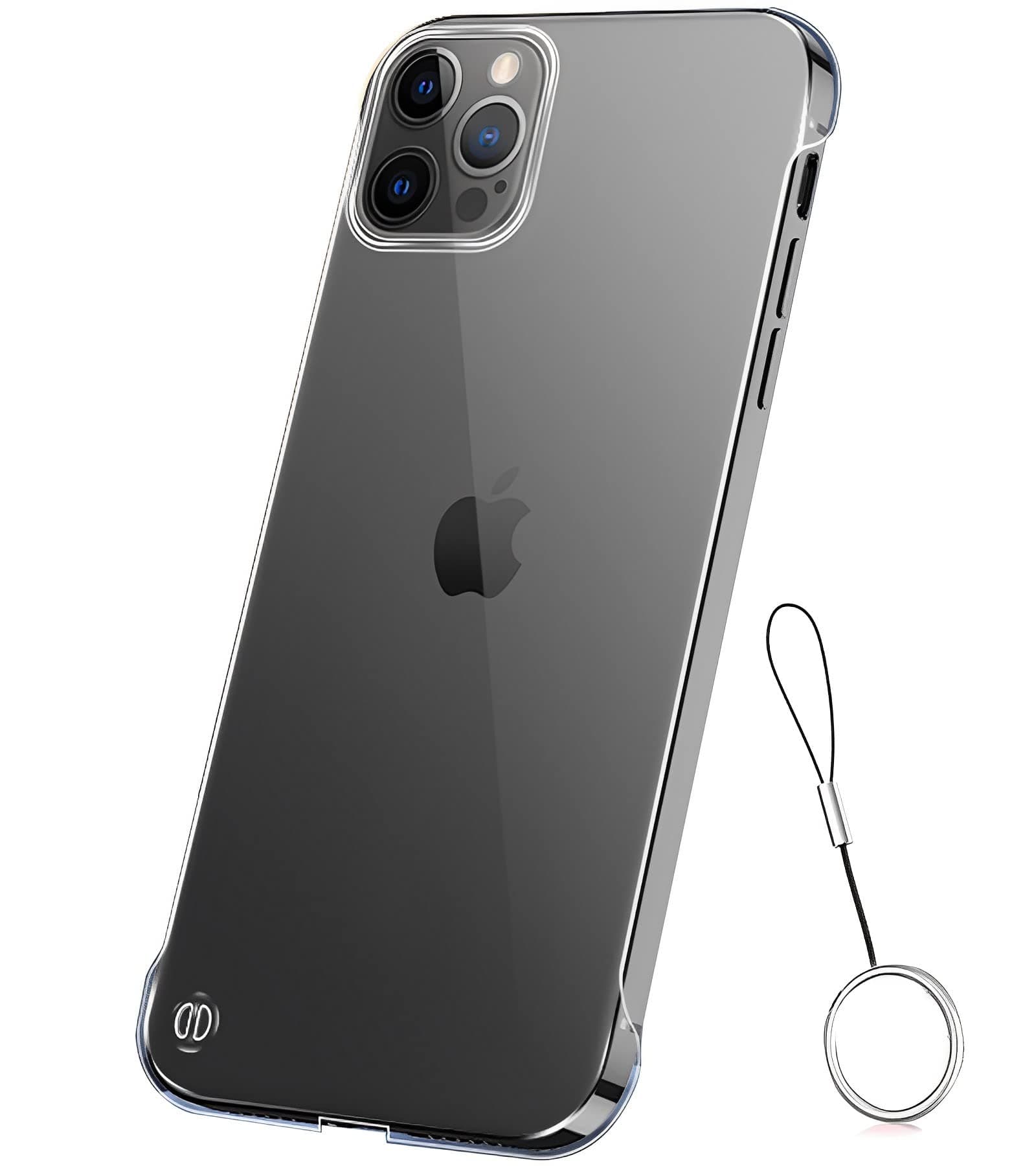Ultra Thin Case for iPhone 14 Pro Max (6.7"), Frameless Translucent Matte Hard PC Back with Shock Absorption TPU Bumper Slim Cover Built-in Full Camera Coverage with Non-Slip Rope Pull Ring, Clear