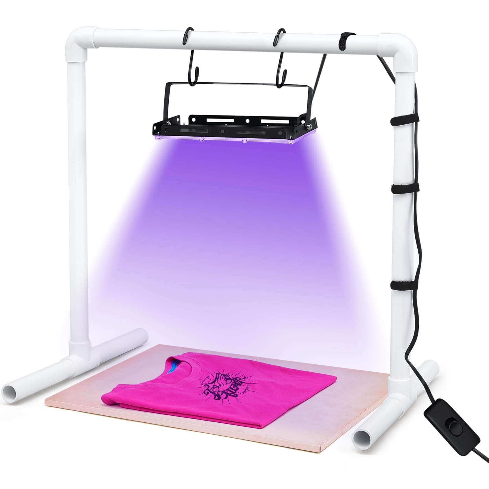 VIHOSE 50w LED UV Screen Printing Light Exposure Unit Kit with PVC Lamp Stand 2 S Shaped Hooks and 6 Cable Ties for Screen Printing and Cyanotypes