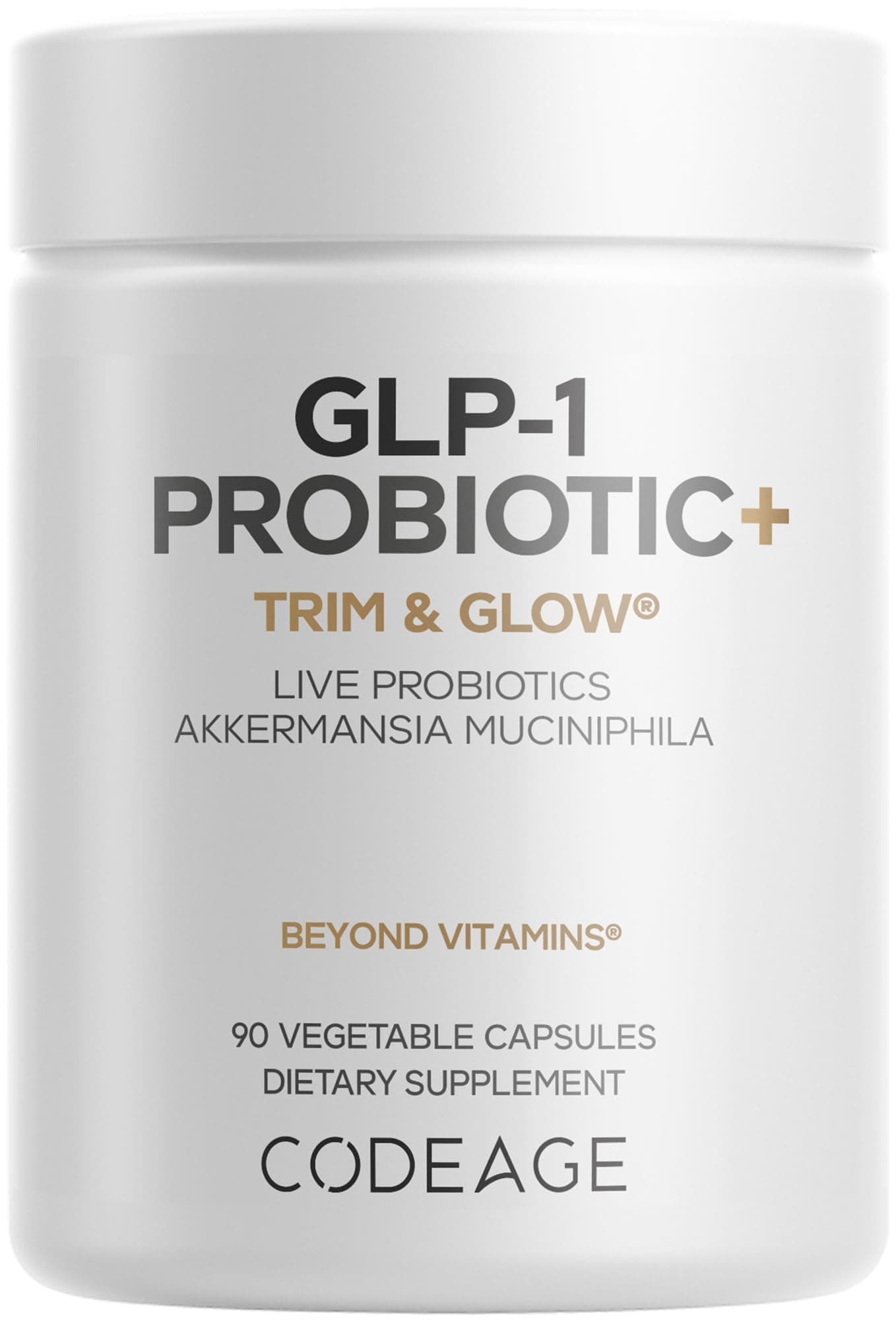Codeage GLP-1 Probiotic+ - Live Probiotics Akkermansia, Clostridium, Bifidobacterium, Chicory Inulin Probiotic, Prebiotics & Postbiotics Supplement - 500 Million AFU, 3-Month Supply - 90 Capsules