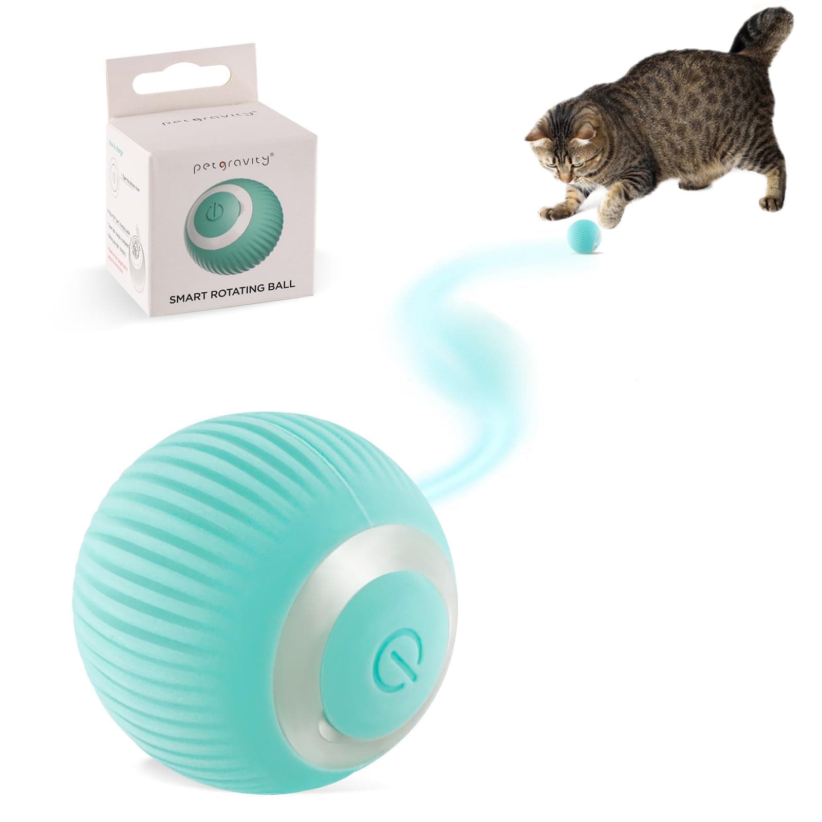 Interactive Cat Ball Toy, Intelligent Indoor Automatic Moving Ball Puzzle Dispel Boredom USB Charging Pet Toy with Light, Fun Present for Kitten