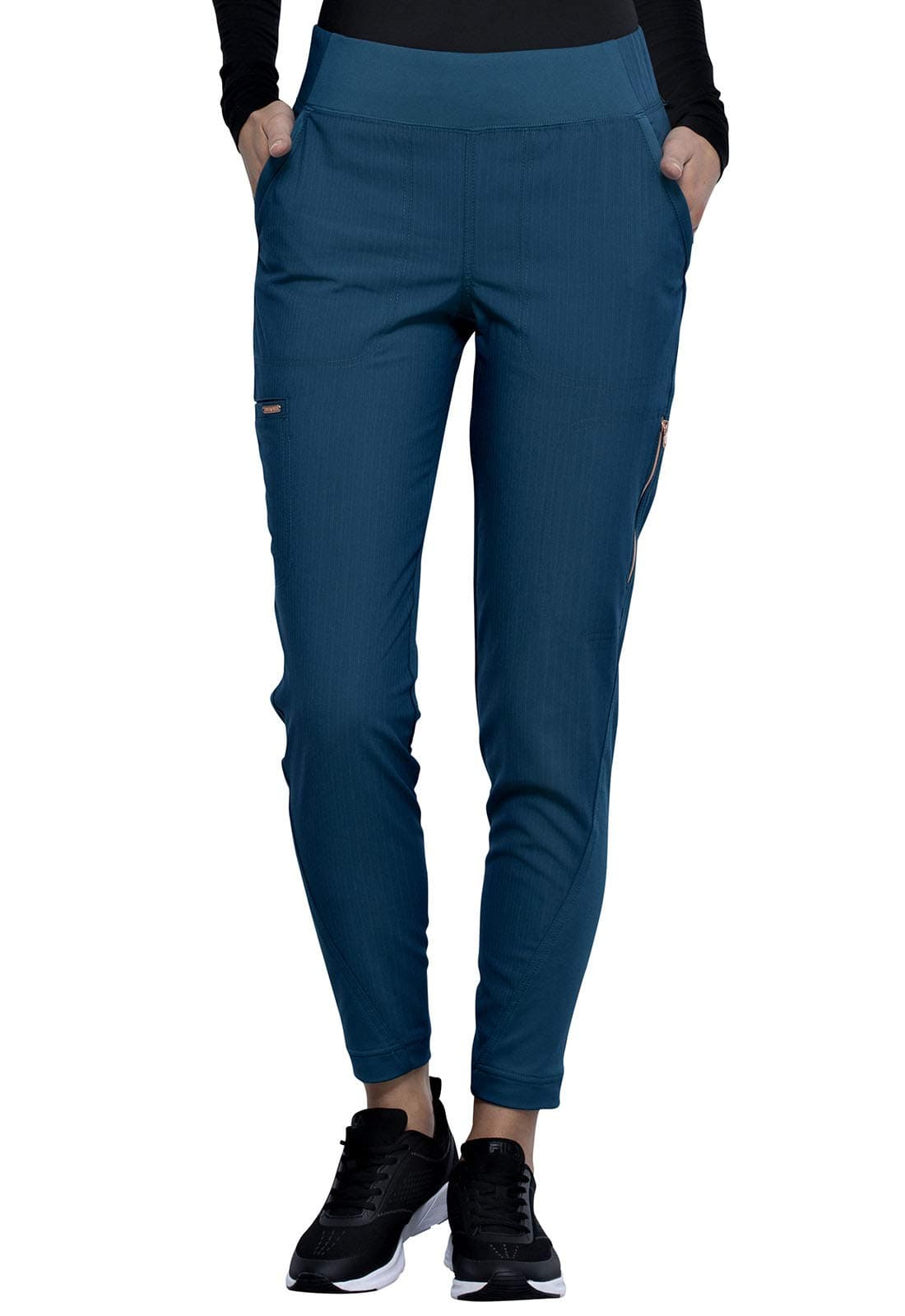 Cherokee Statement CK175 Women's Mid-Rise, Tapered Leg Pull-on Pant, Caribbean Blue, X-Small Tall