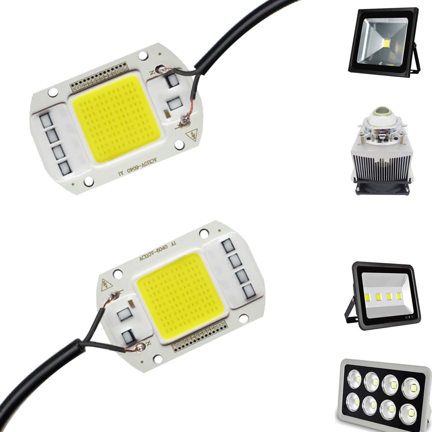 2PCS LED COB Chip 50W 110V White Light Engine Integrated Smart IC Driver for floodlight