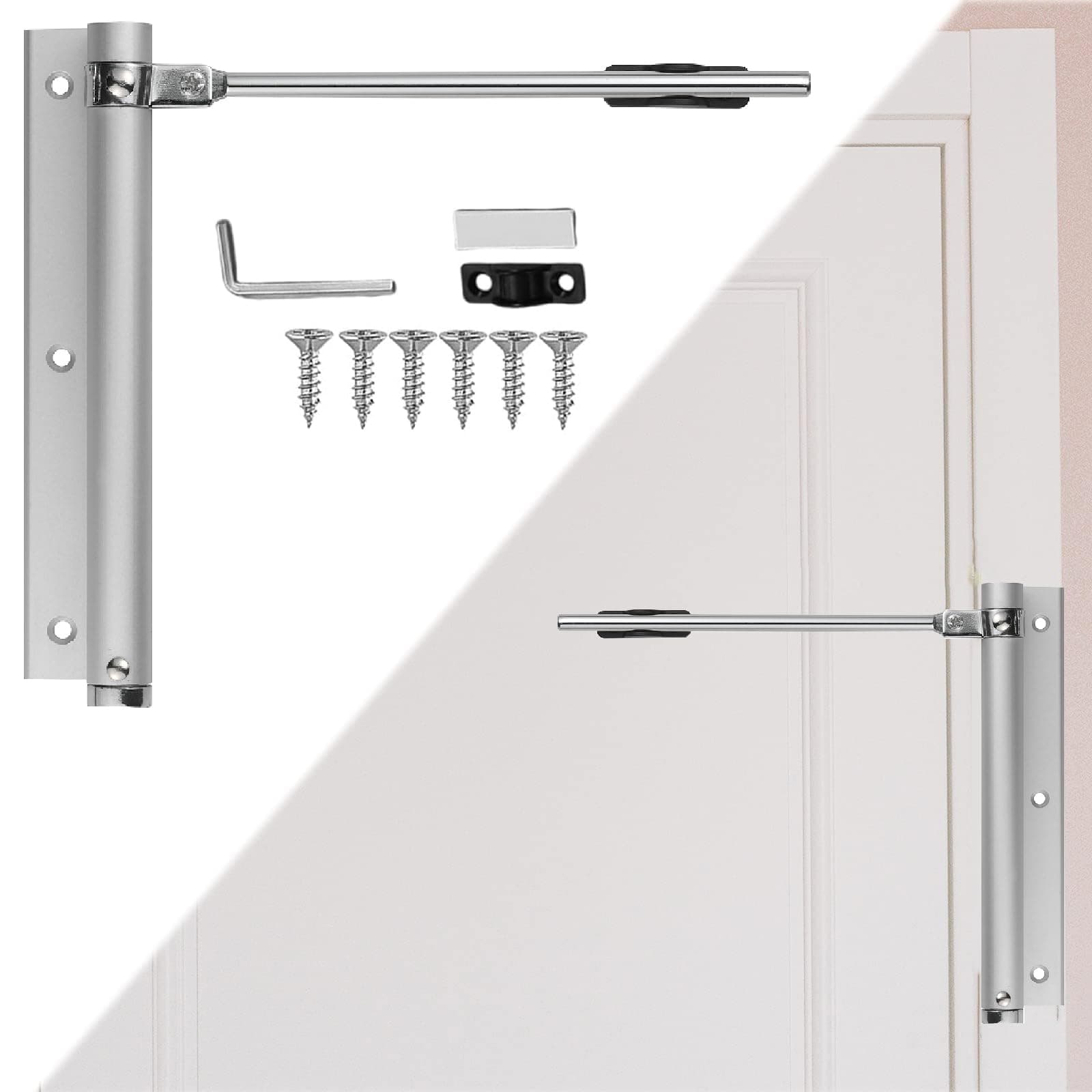 Spring Door Closer for Home,Adjustable Automatic Door Closers for Light Weight Door,Automatic Door Closure,Use to Wooden Door,Metal Door,Security Door