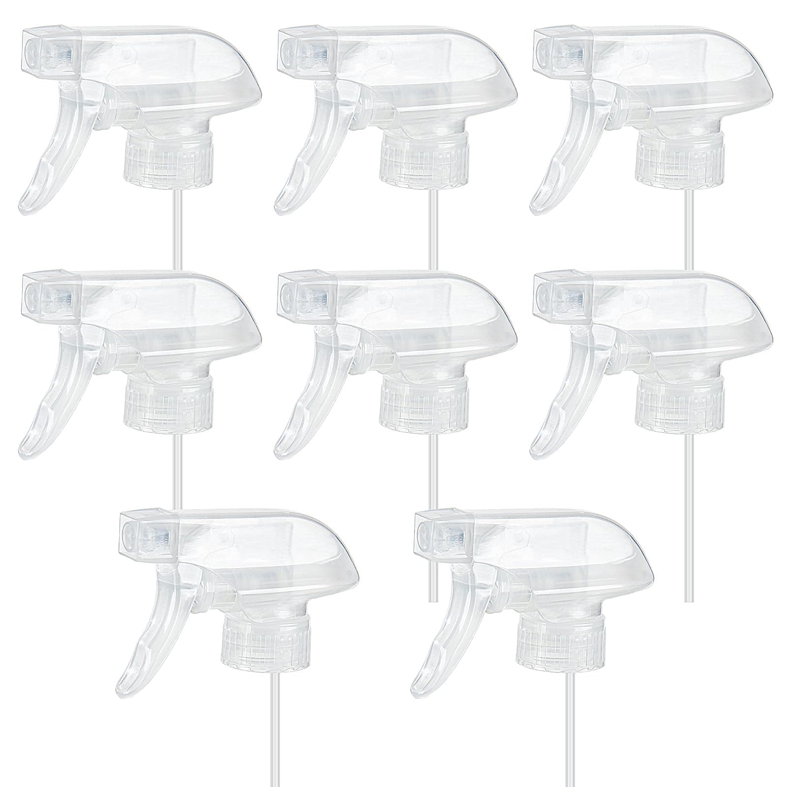 HOMBYS 8 Pack Clear Trigger Sprayers Replacement Spray Nozzles with Mist Stream Sprayer for 8oz/16oz Glass Spray Bottles for Home, Kitchen, Garden and Office,Cleaning Solutions-Quality Sprayer