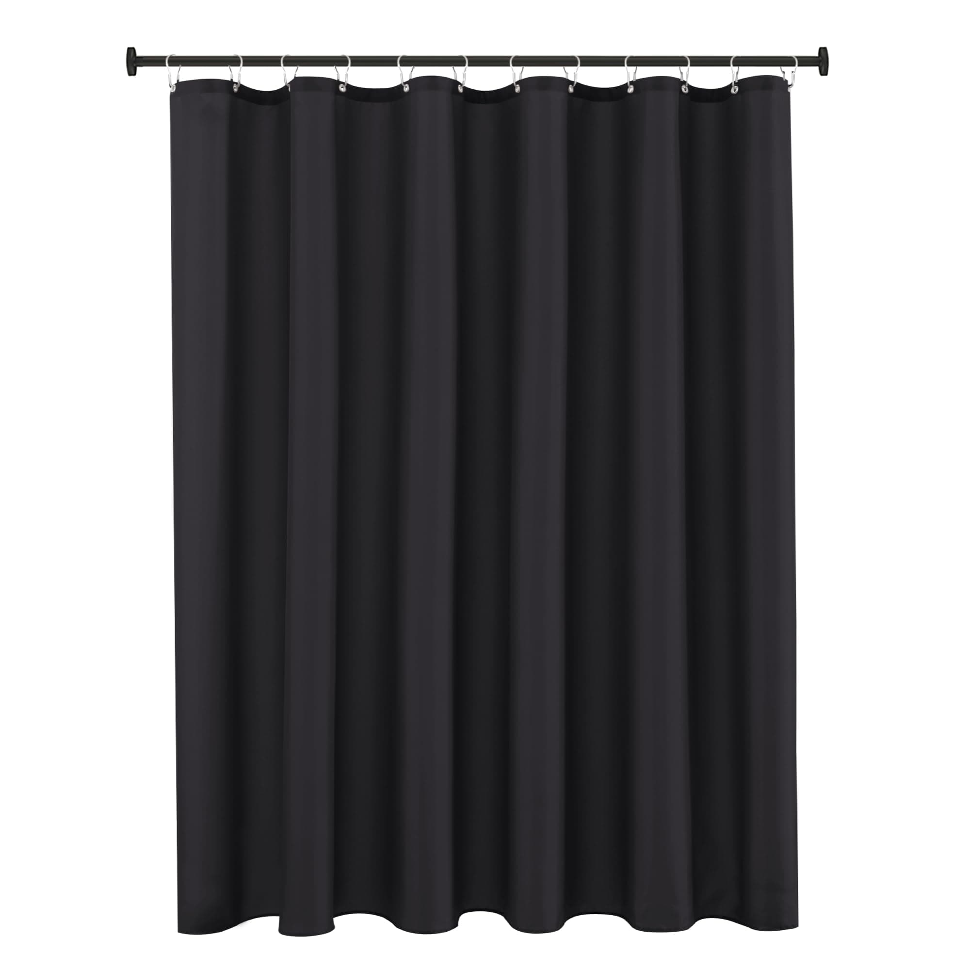 Biscaynebay Fabric Extra Long Shower Curtain Liners 72" Width by 96" Length, Black Water Resistant Bathroom Curtains, Rust Resistant Grommets Top Weighted Bottom Machine Washable