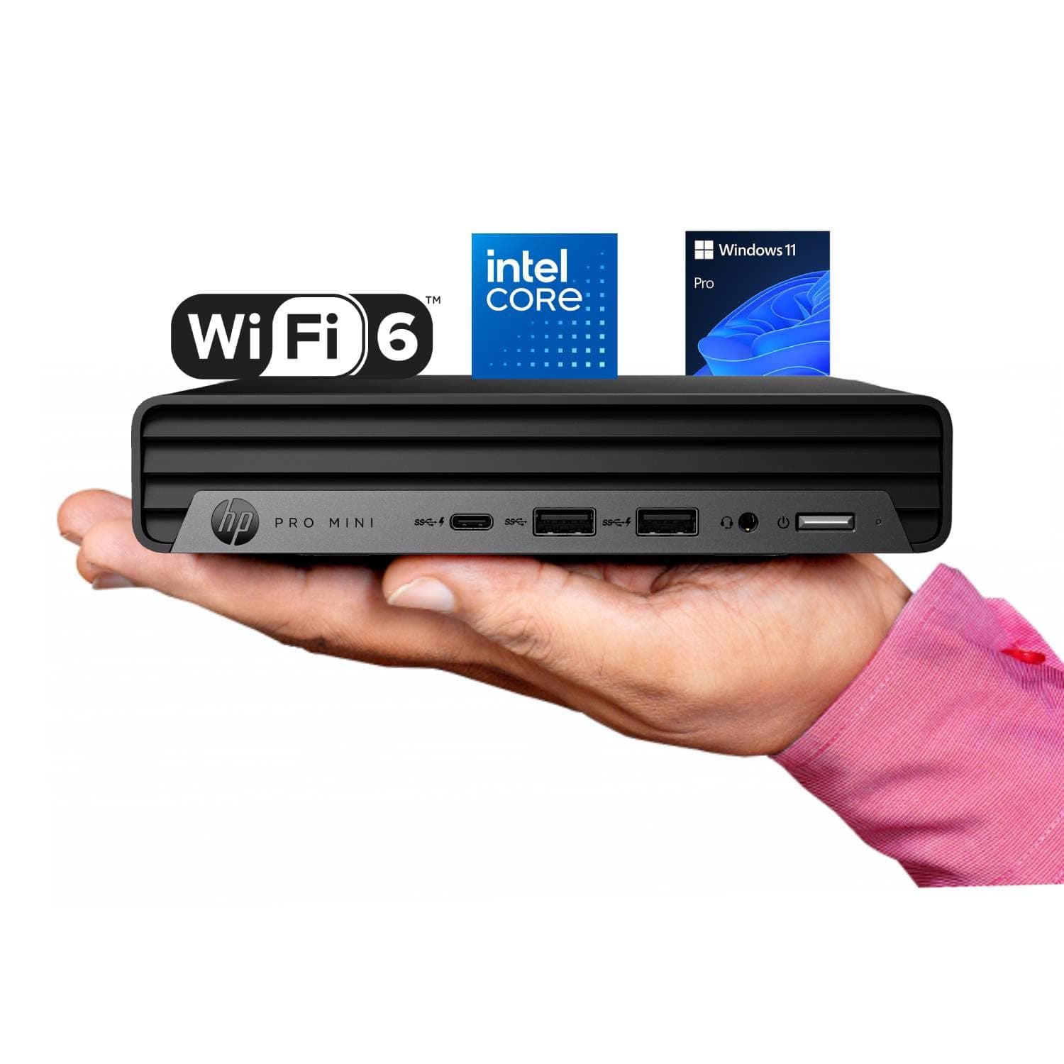 Pro 400 G9 Mini PC Desktop Computer, Intel CPU, 8GB DDR5 RAM, 256GB PCIe SSD, Triple 4K Display Support, USB-C, Ultra-Quiet Design, Bluetooth 5.2, WiFi 6, Keyboard and Mouse, Windows 11 Pro