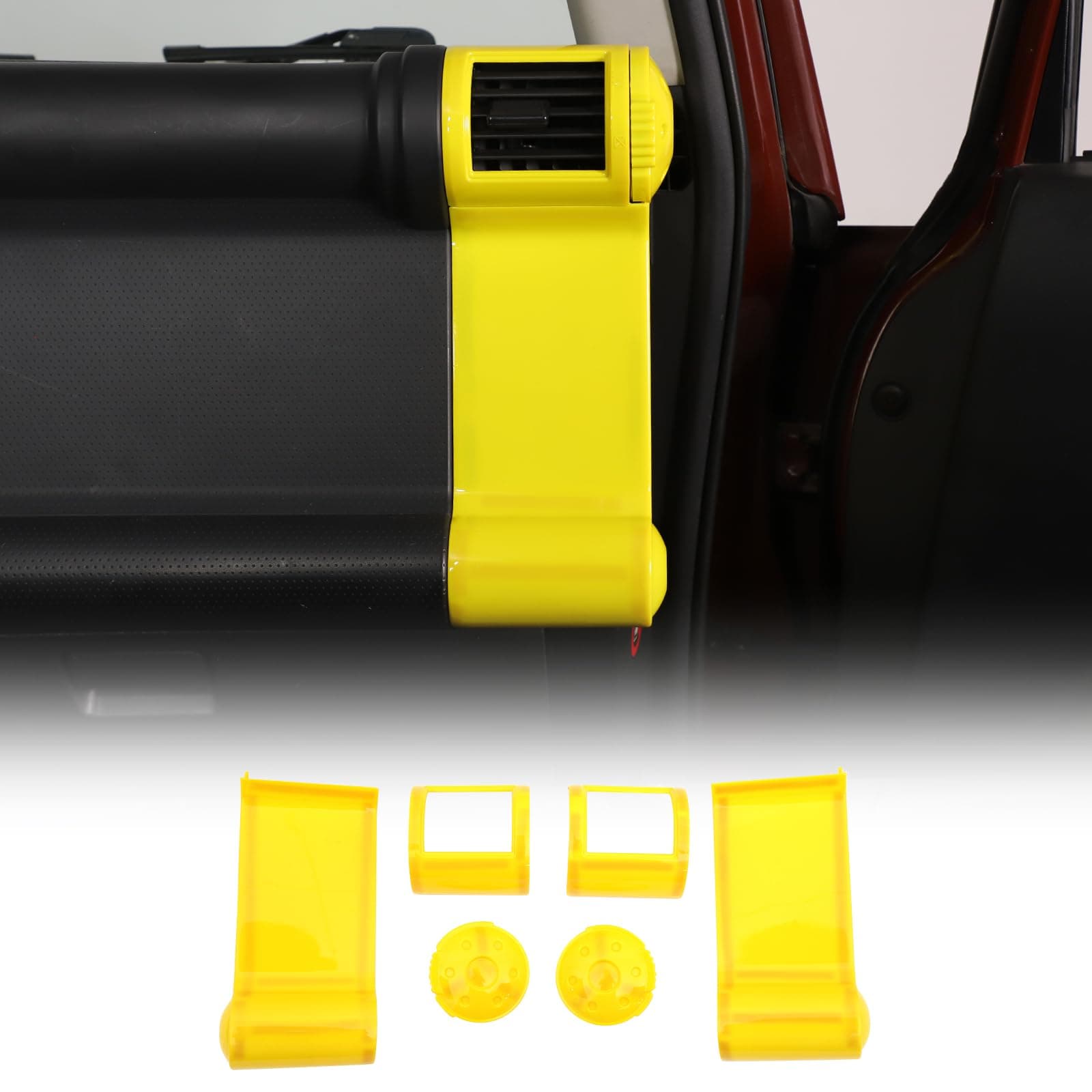 LLKUANG Dashboard Side Air Outlet FrameABS Car Dashboard Side Air Outlet Frame Decorative Panel for Toyota FJ Cruiser (XJ10) 2007-2022 A/C Air Vent Kit Interior Accessories (Yellow)