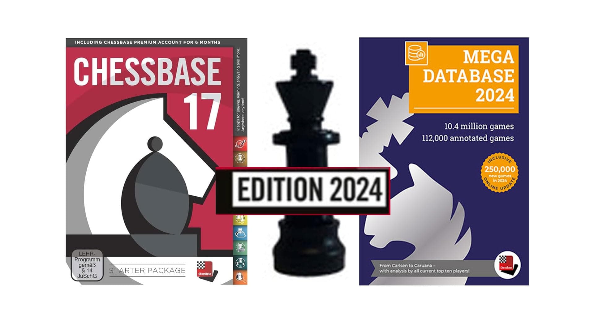 ChessBase 17 Mega Package EDITION 2024: ChessBase 17 Chess Database Management Software Program Bundled with Mega Database 2024 and ChessCentral's Chess King Flash Drive