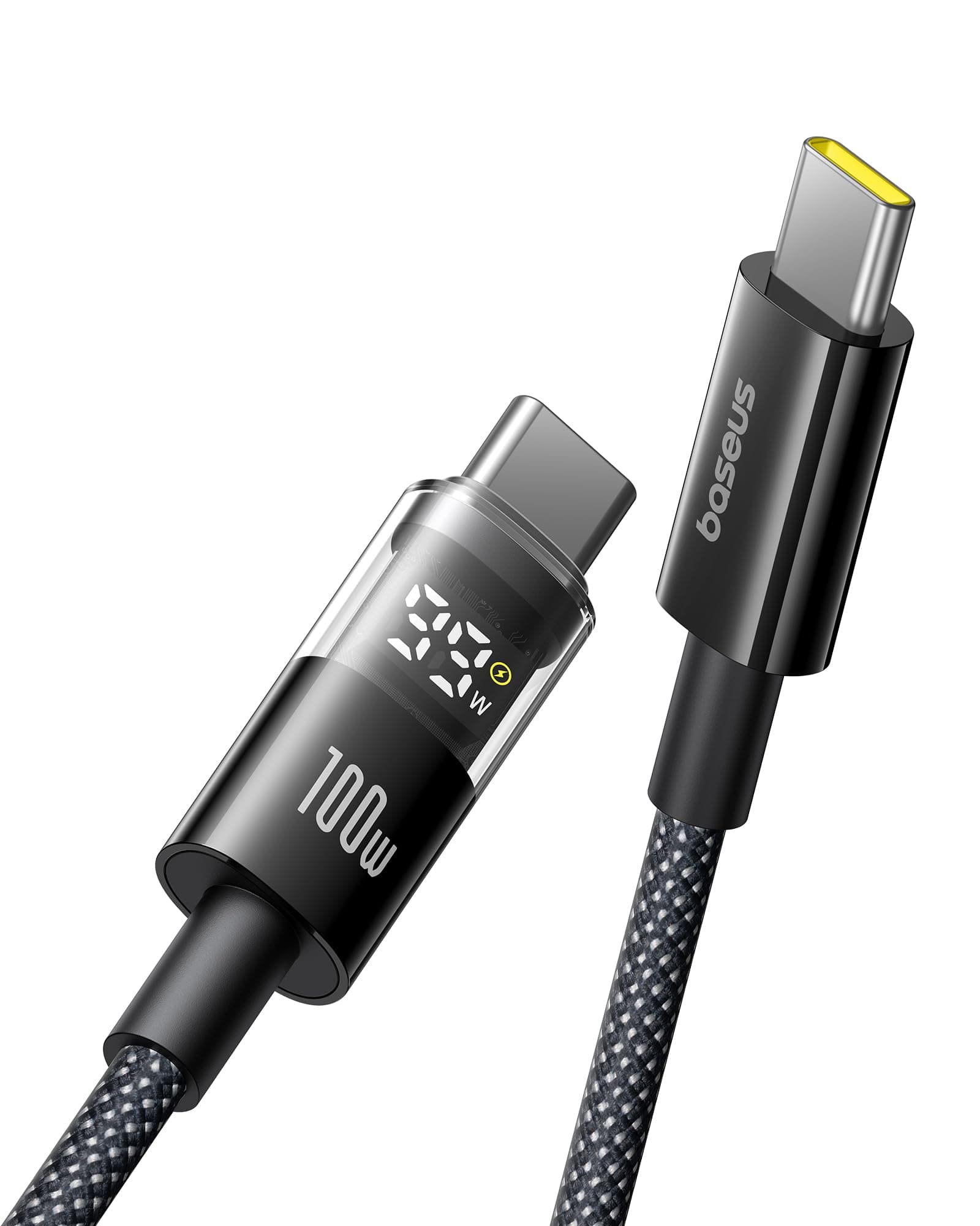 USB C Cable, 100W 5A Fast Charging USB C Charger Cable with LED Display, Zinc Alloy Nylon Braided USB C to USB C Cable for iPhone 16/Pro/Plus/Pro Max, MacBook, iPad Pro, Galaxy S24/S23 (3.3ft)