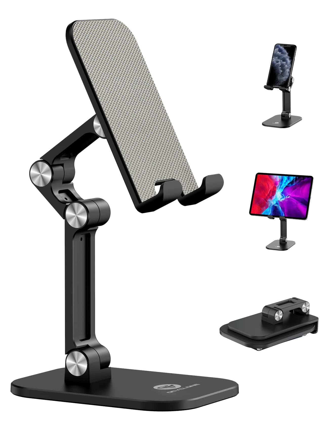 - OCYCLONE Phone Stand, Adjustable Height and Angle Foldable Cell Phone Stand Holder for Desk, Taller iPhone Stand Compatible with 4.7"-13" Smartphones iPad Tablet, Black