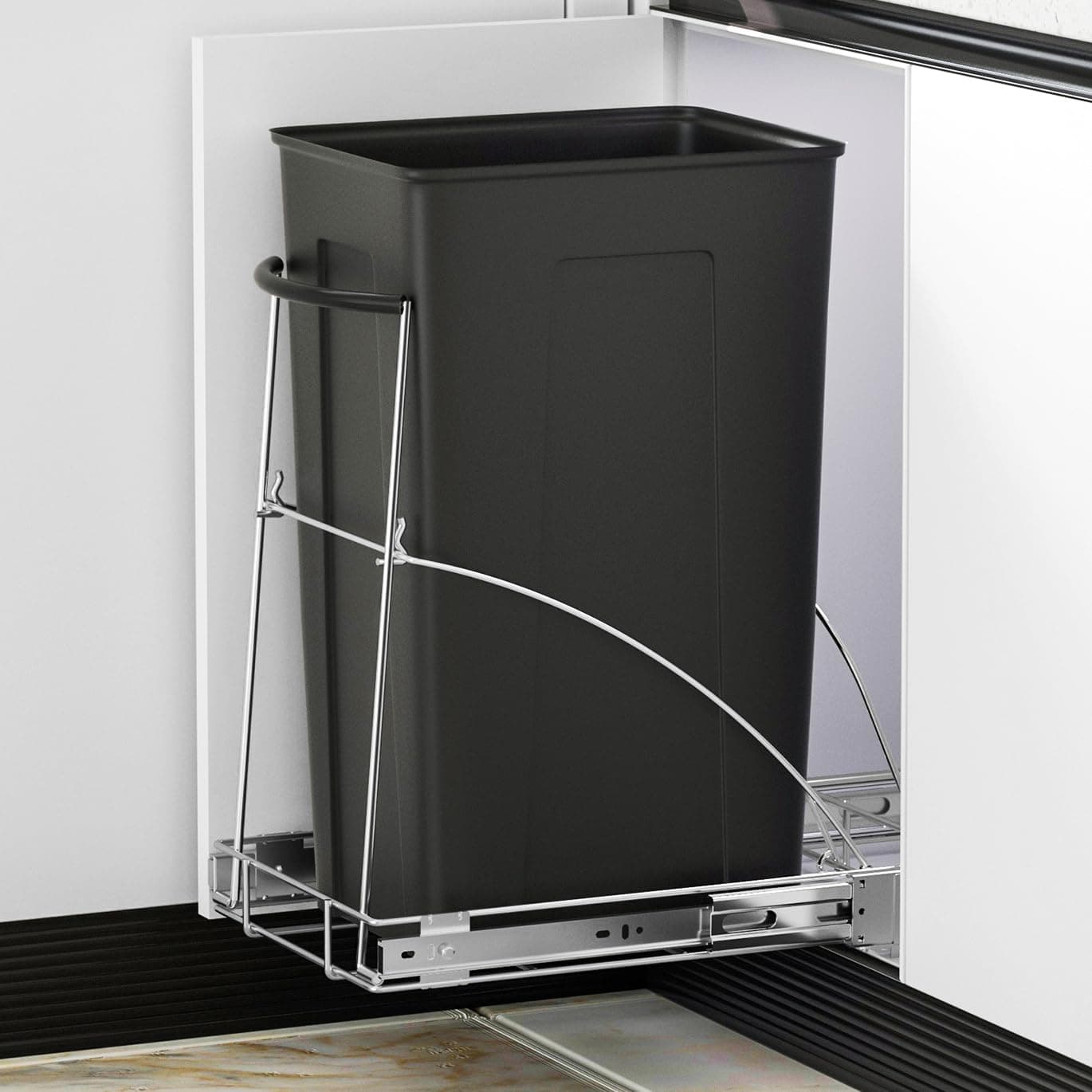 Insputer Pull Out Trash Can Under Cabinet, Requires 13" W X 18" D Cabinet, Under Sink Trash Can Kit, Slide Out Garbage for Kitchen(Not Included Can)